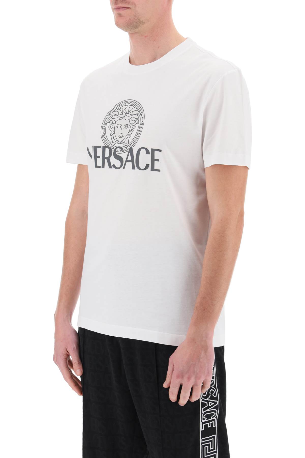 Versace Jersey Cotton T-shirt With Iconic Print In White