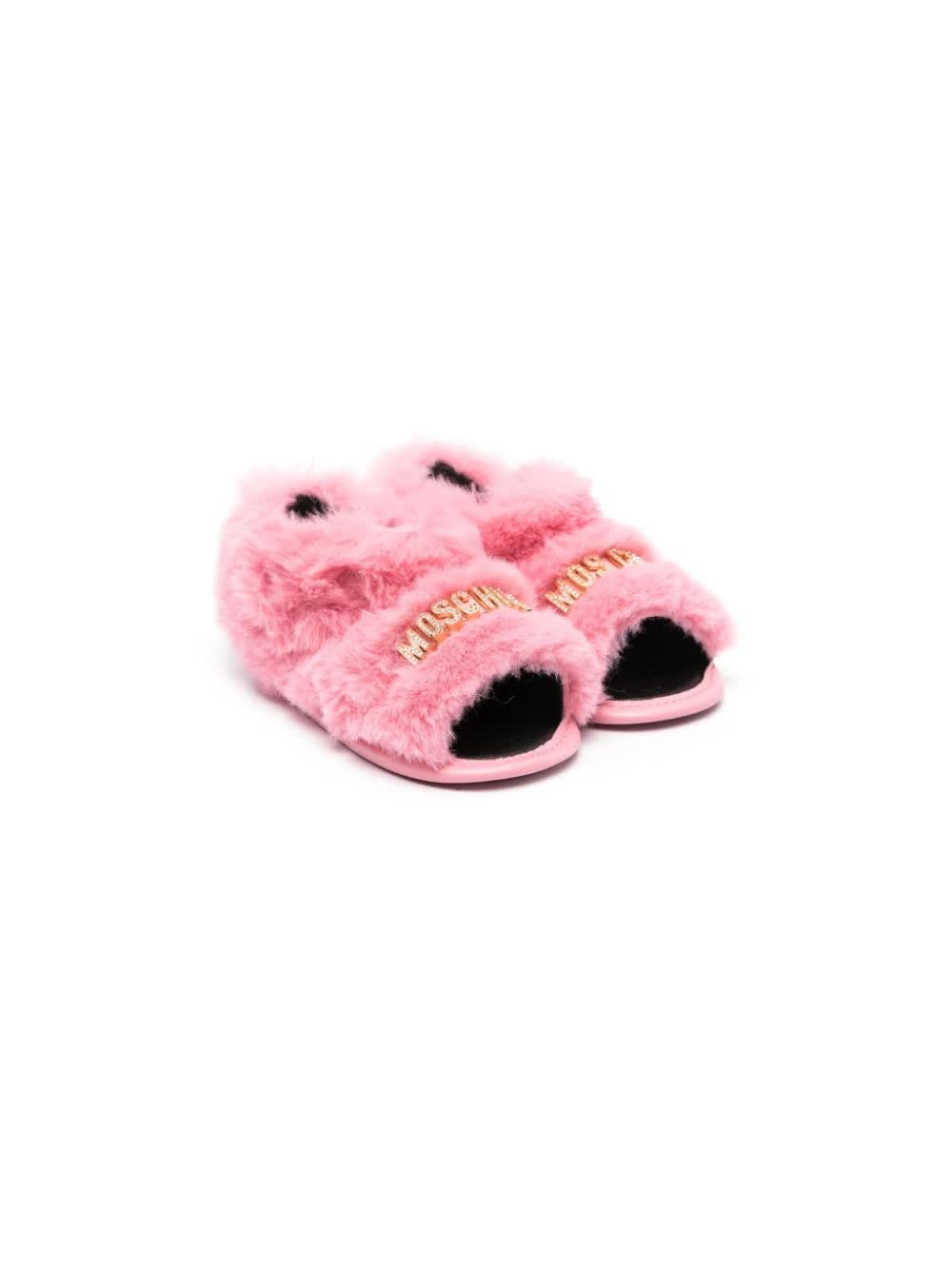 Moschino Kids' Slippers Con Logo In Pink