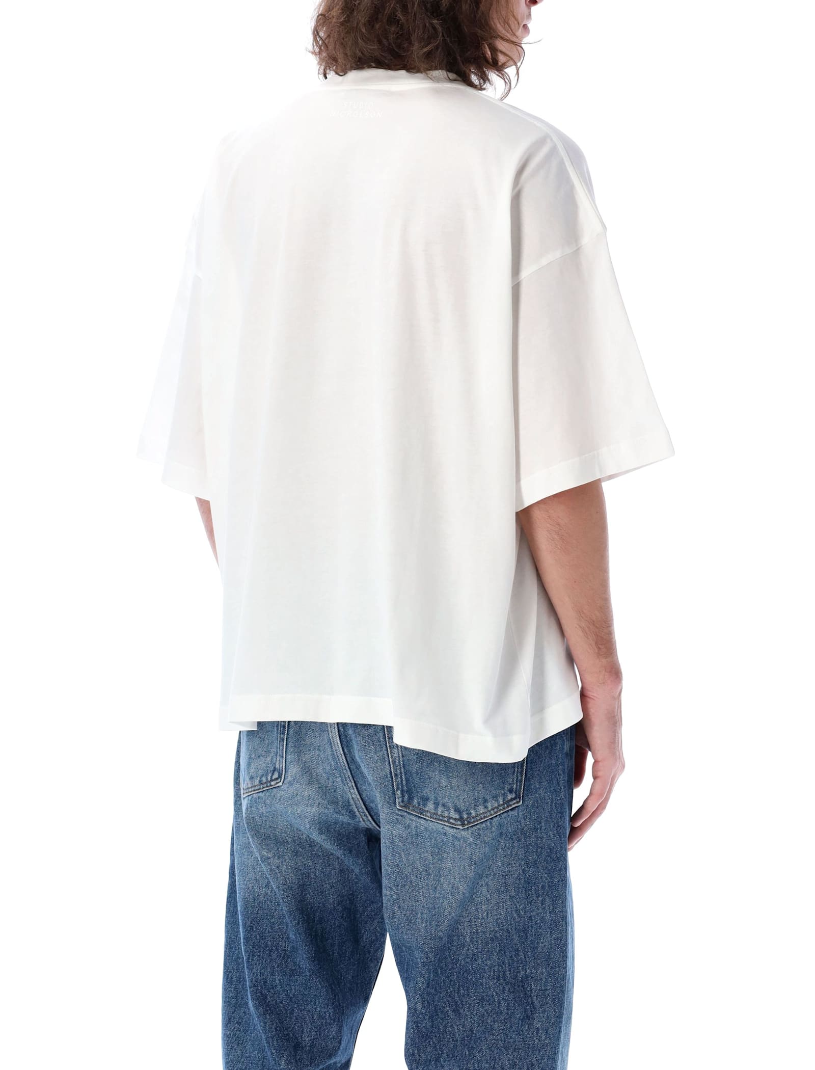 Studio Nicholson White Cotton Piu Over Shirt In Offwhite