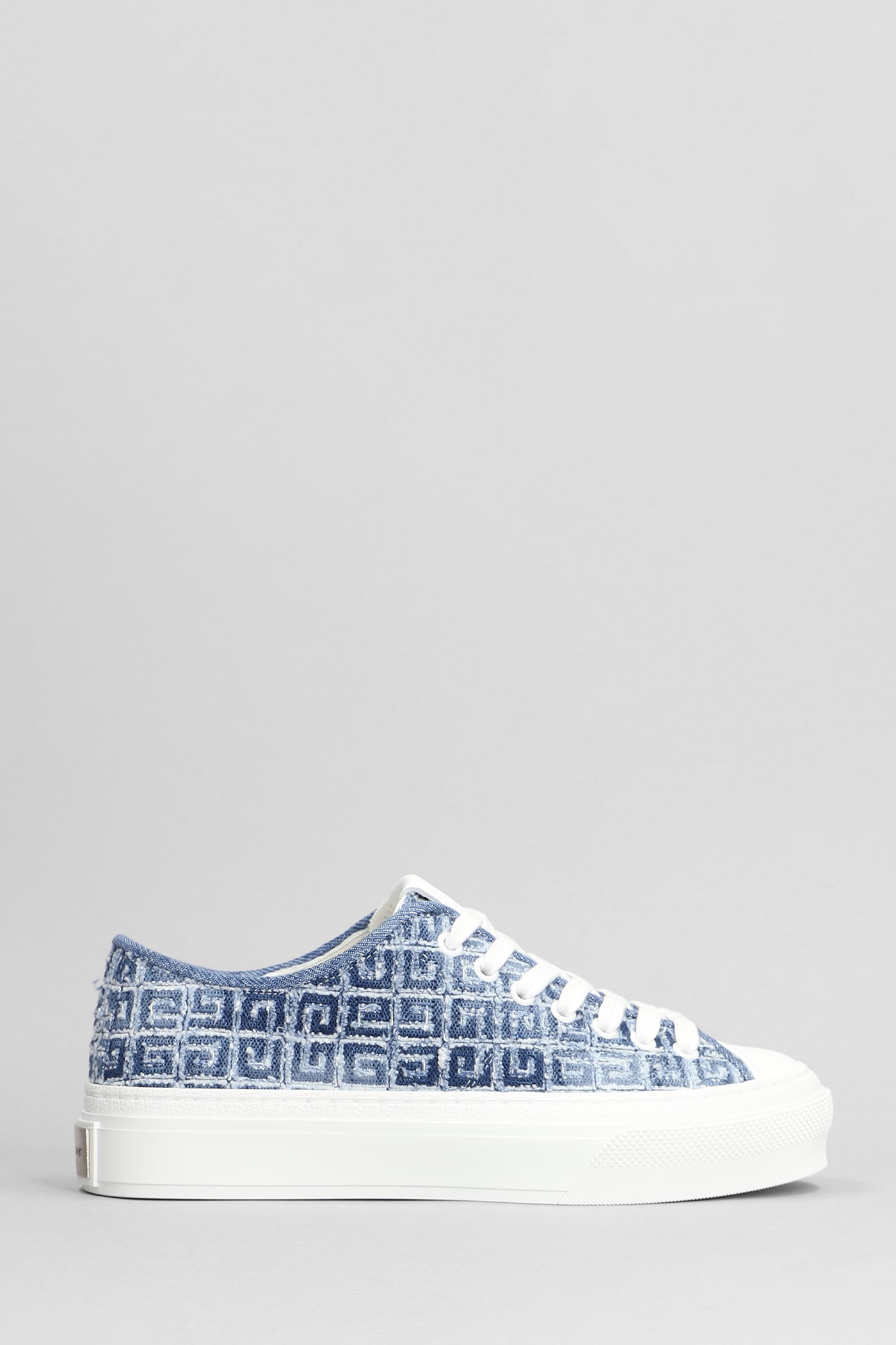 Shop Givenchy City Low Sneakers In Blue Cotton