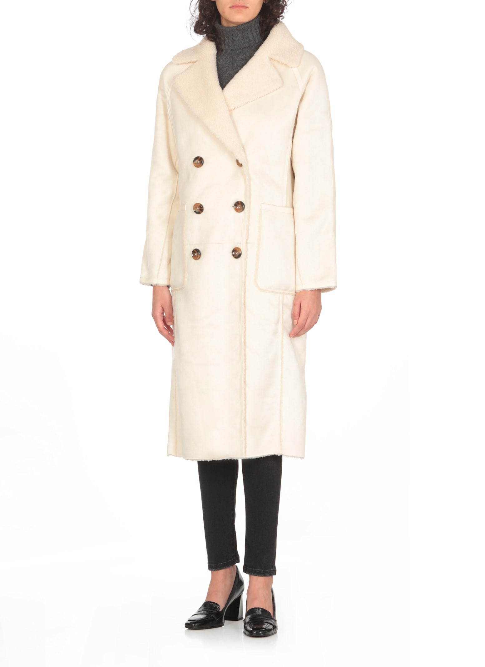 Shop Betta Corradi Synthetic Fur Coat In White