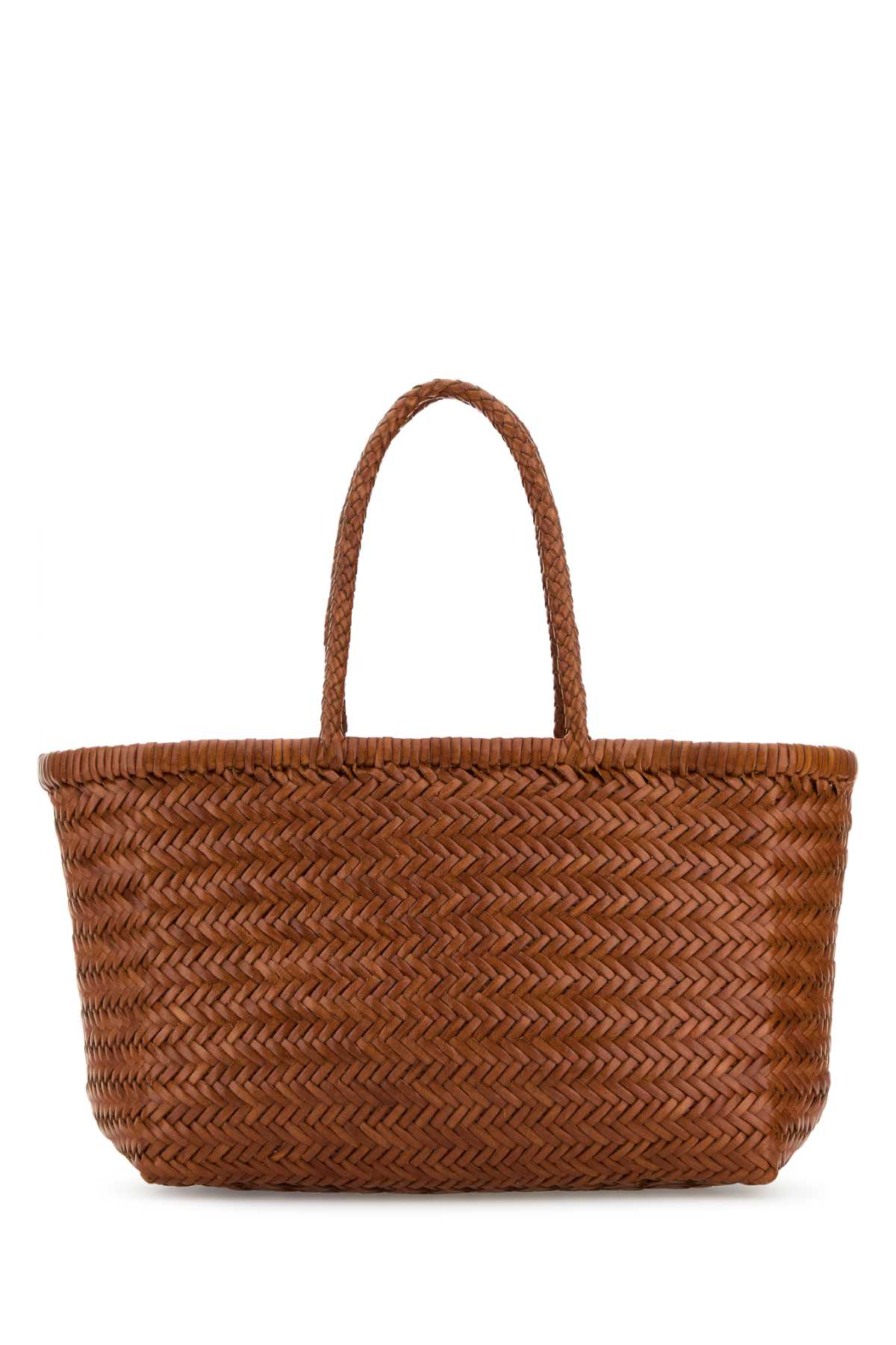 Orange Leather Bamboo Shopping Bag