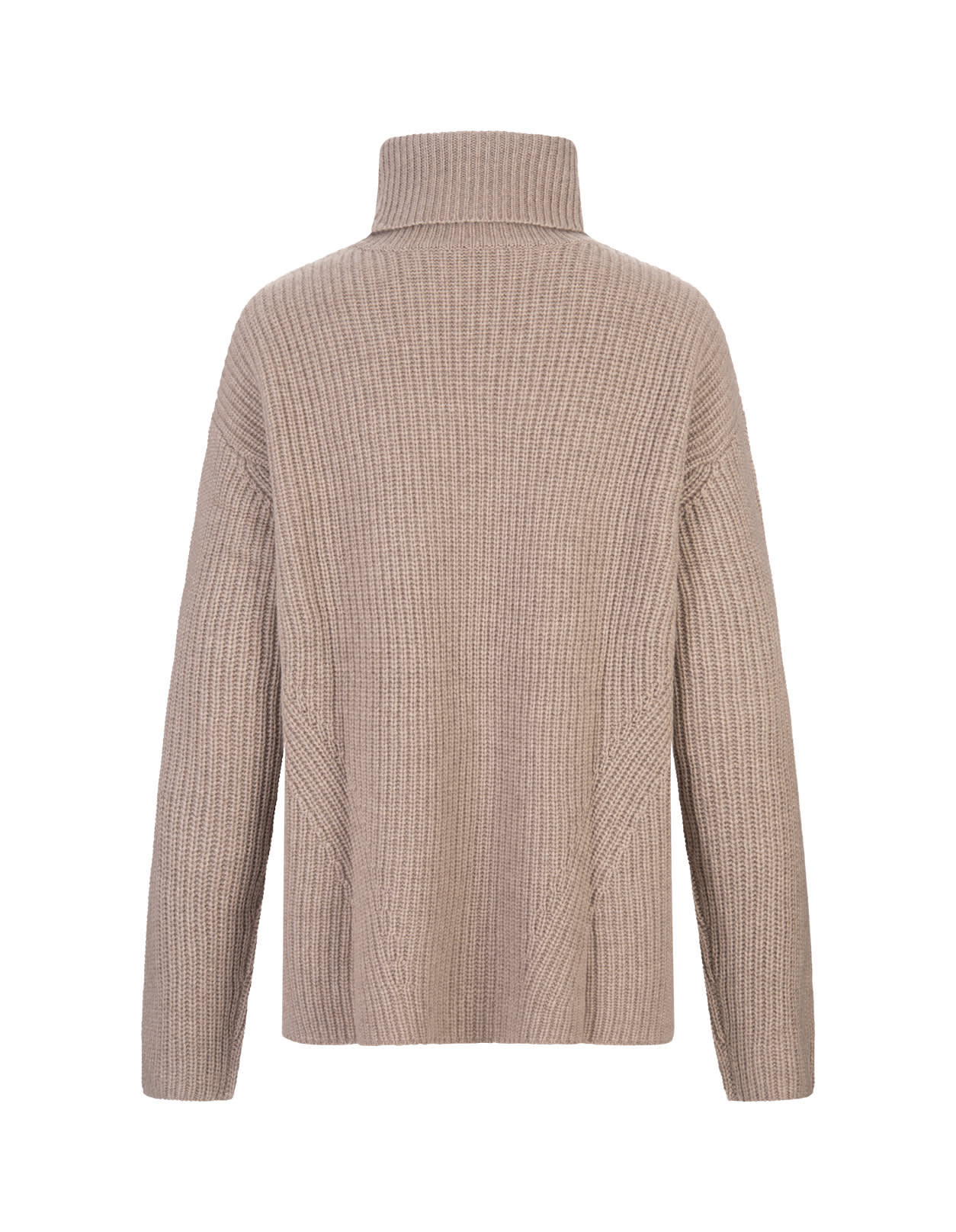 P.a.r.o.s.h Want High Neck Sweater In Sand Ribbed Cashmere In Brown