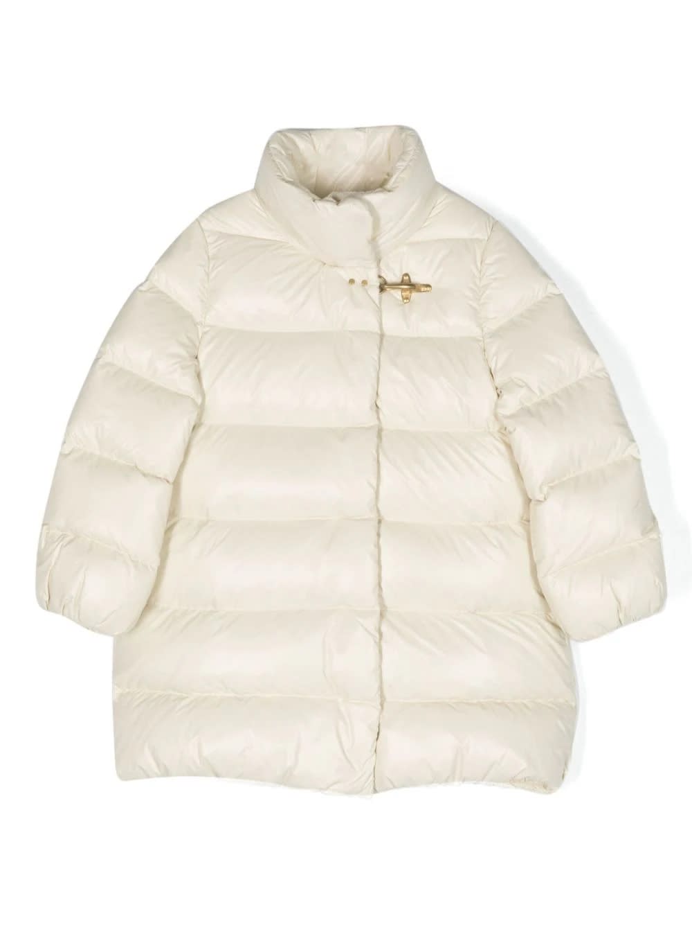 Fay Kids' Long Ivory Down Jacket In Cream