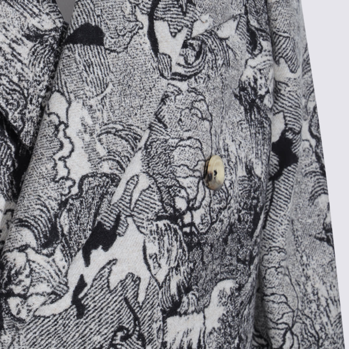 Vivienne Westwood Baroque Print Double-breasted Long Coat In Gray