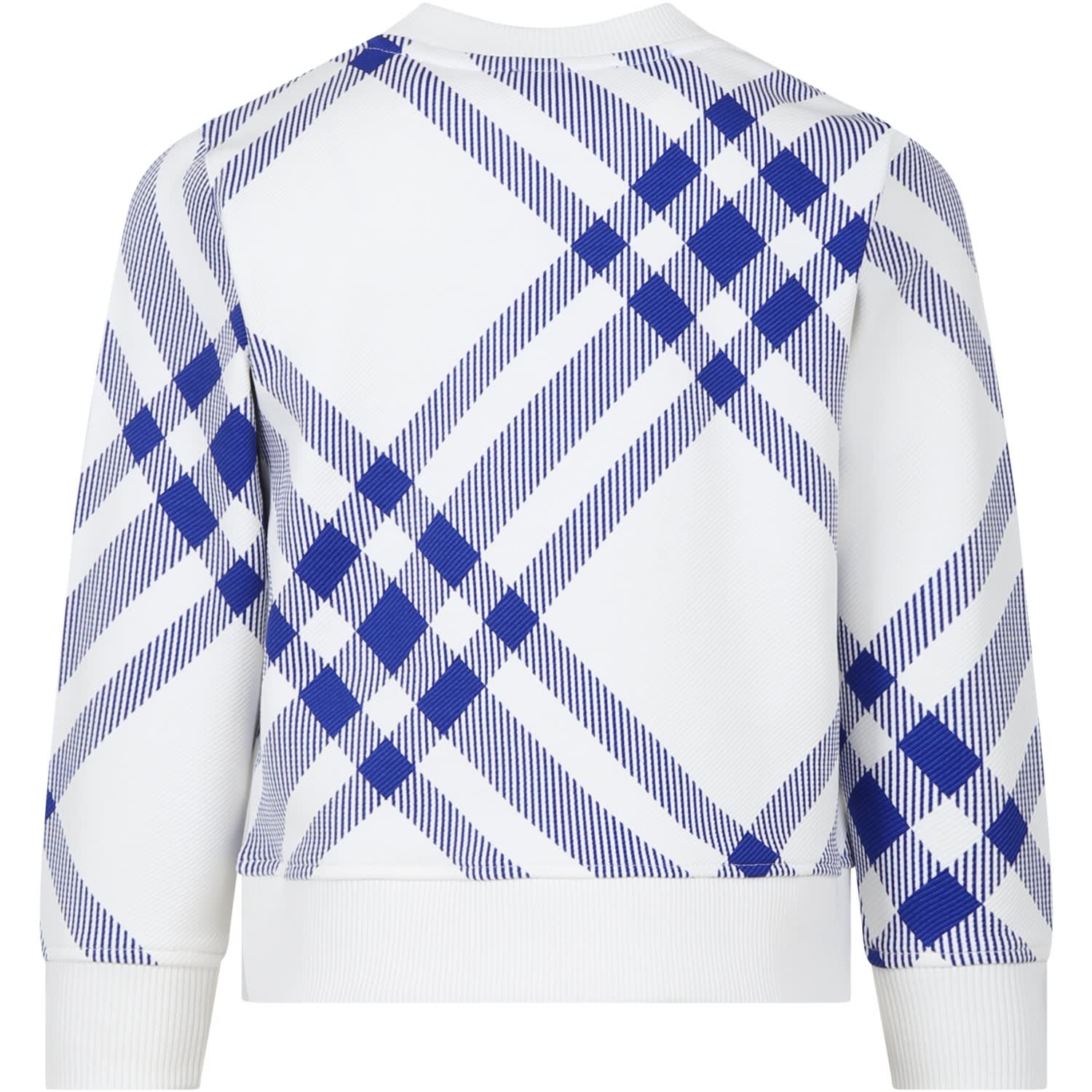 Shop Burberry Sweatshirt For Boy With All Over Check In Bianco