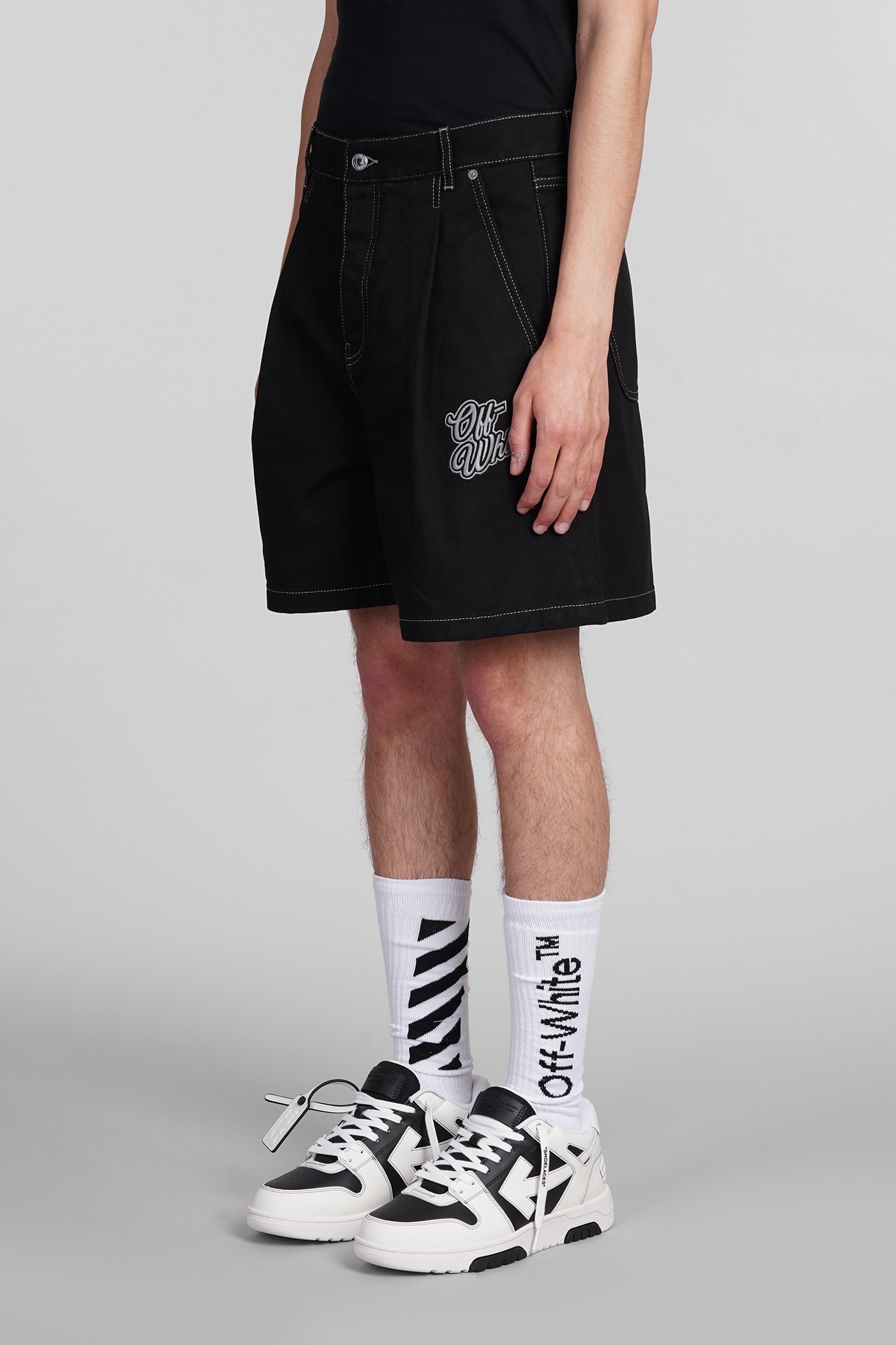 Shop Off-white Shorts In Black Cotton