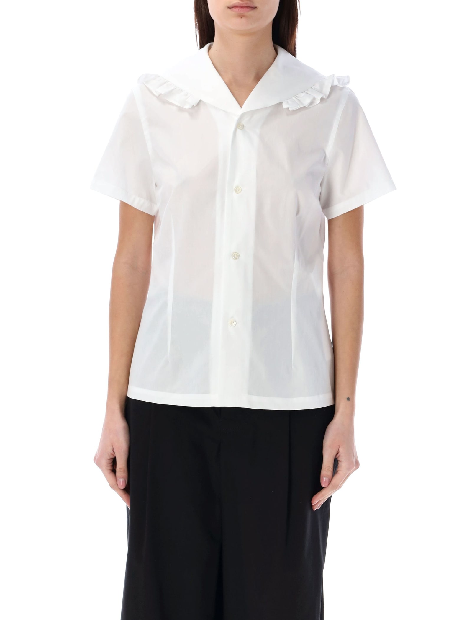 Shop Comme Des Garcons Girl Wide Collar Shirt In White