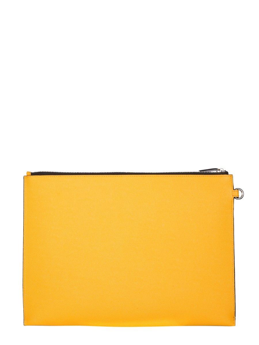 Shop Saint Laurent Zipped Tablet Holder In Yellow