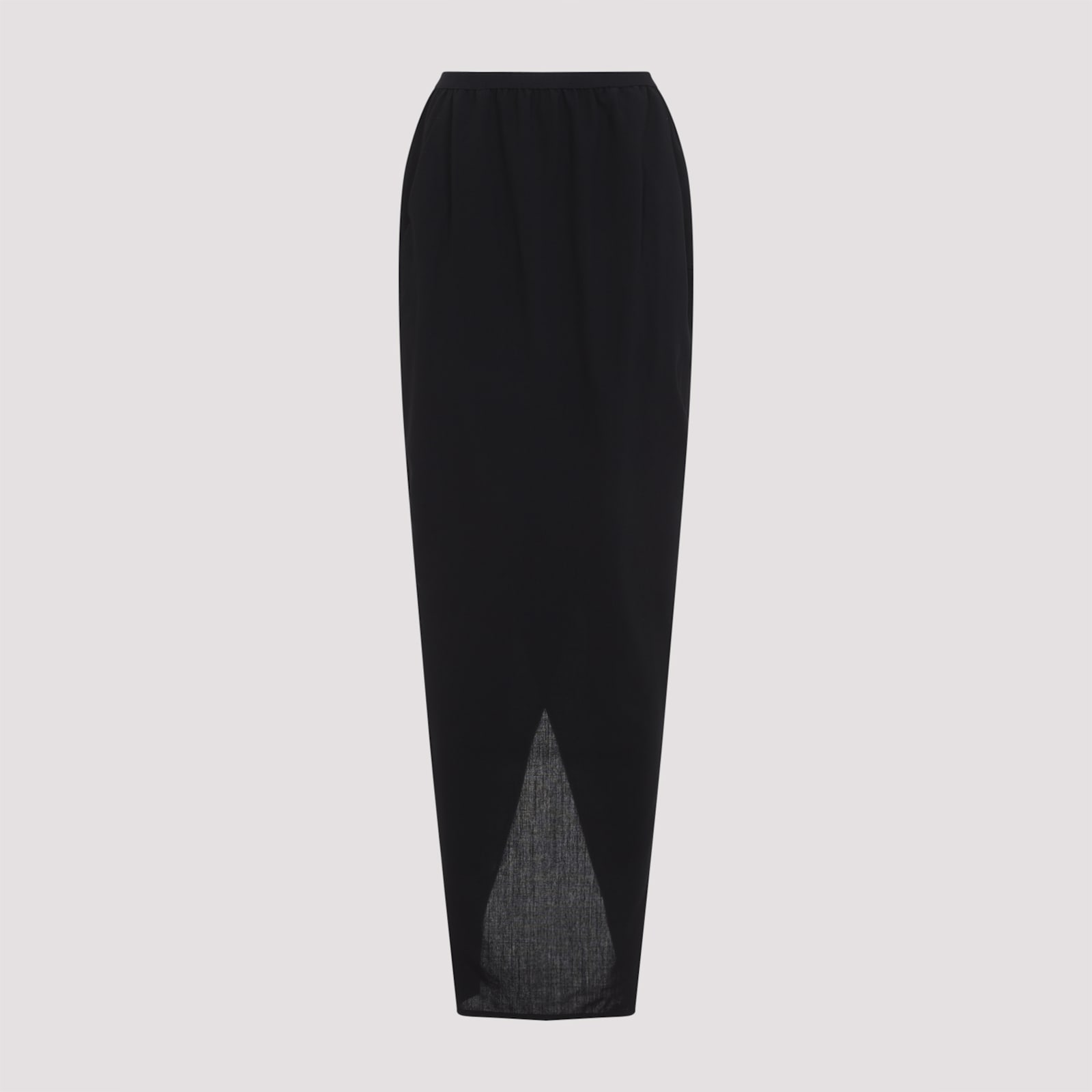 Rick Owens Soft Pillar Asymmetric Wrap Long Skirt In Black
