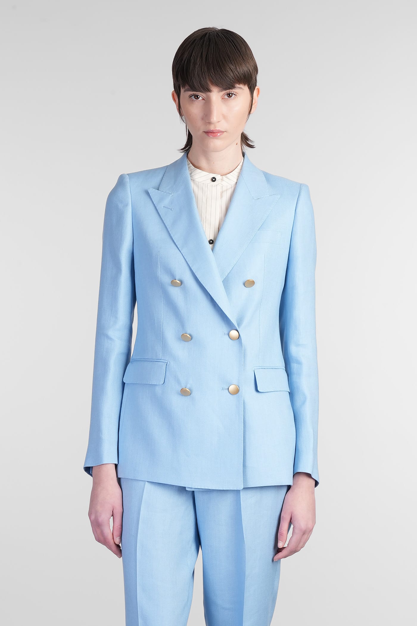 Tagliatore T-parigi In Cyan Linen