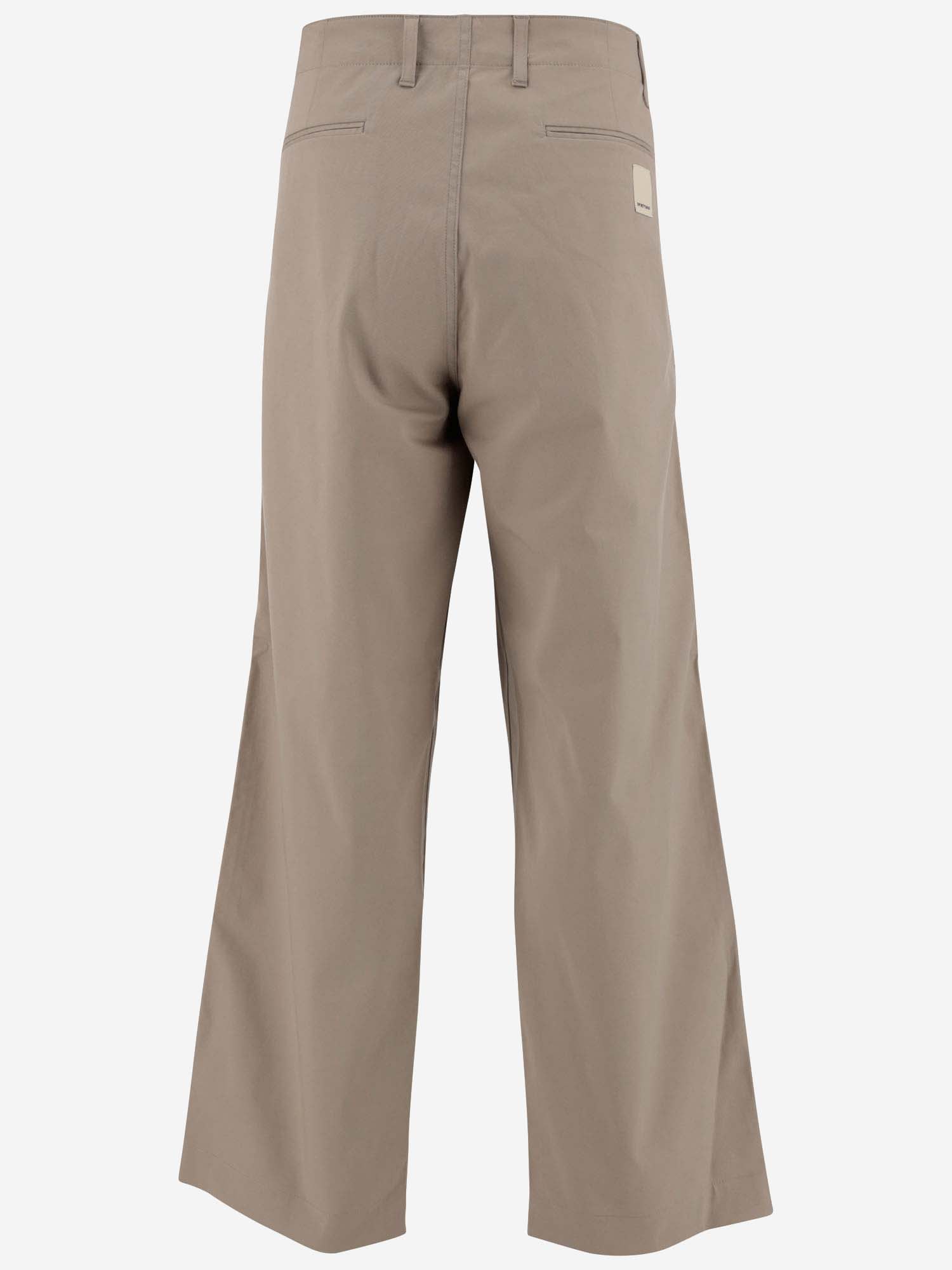 Shop Emporio Armani Wide-leg Pants In Stretch Cotton In Beige