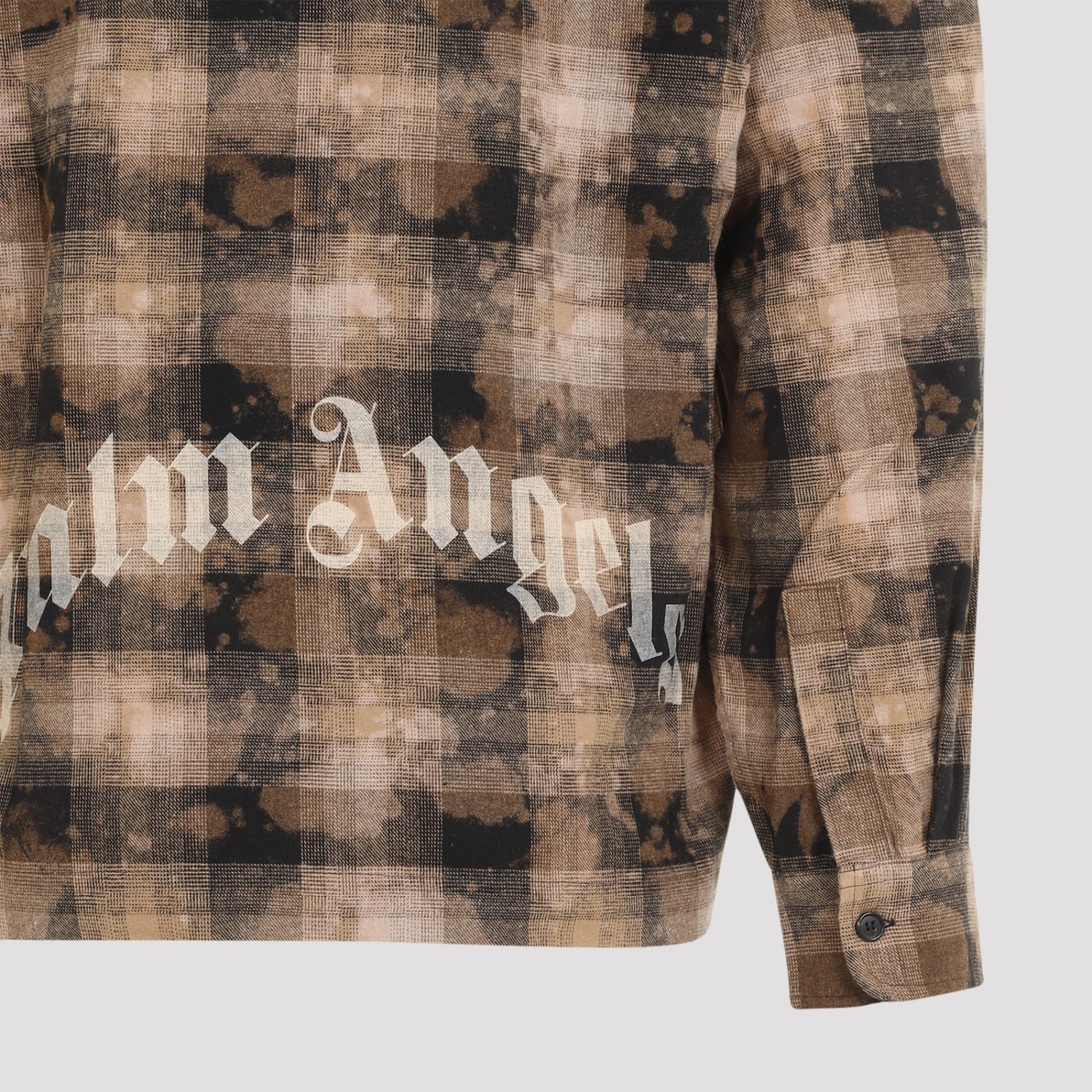 Palm Angels 'flannel Shirt With Curved Logo In Brown