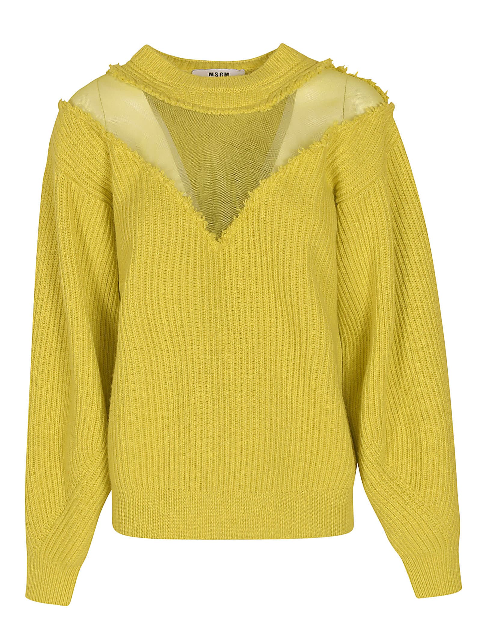 MSGM Lace Chest Ribbed Sweater