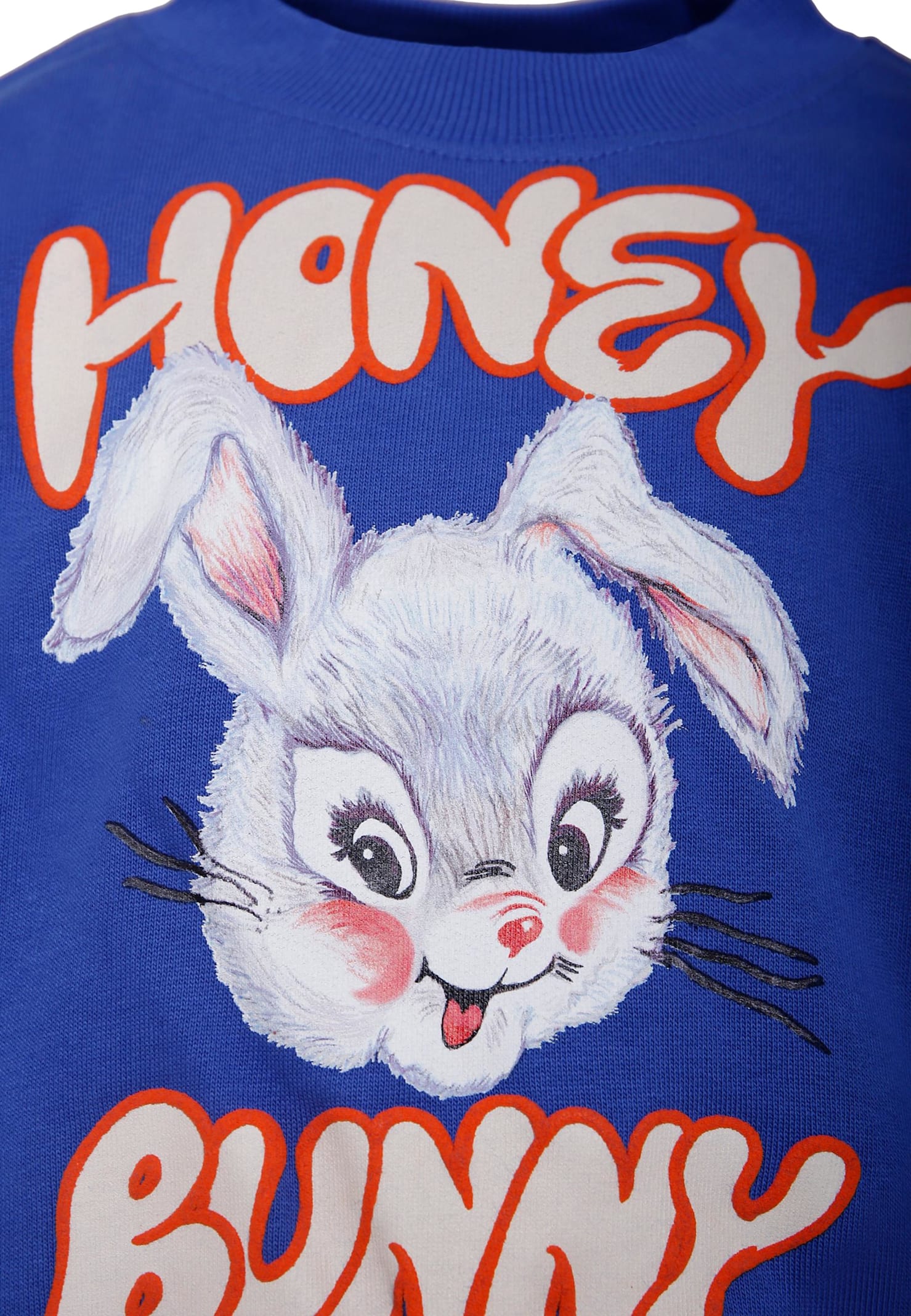 Molo Blue Sweatshirt For Girl With Rabbit In Blue