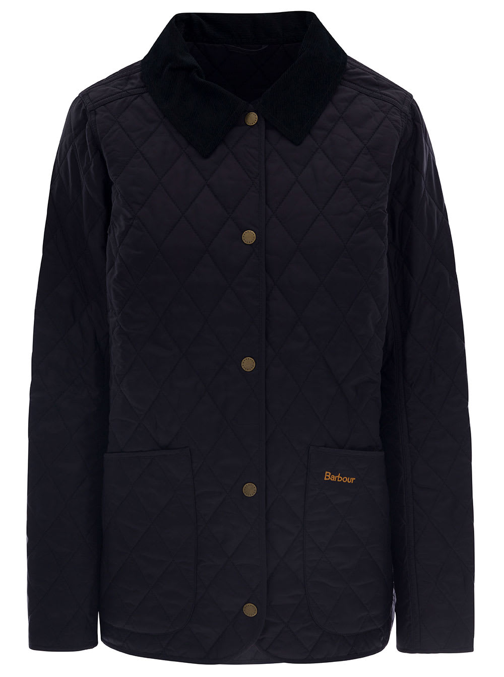 Barbour Navy Blue Quilted Jacket With Contrast Collar In Polyamide Woman In Blue