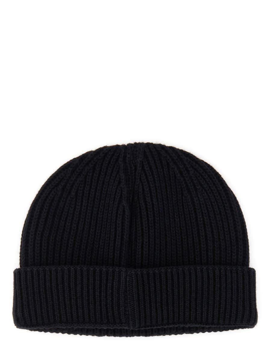 Shop Neil Barrett Beanie Hat With Logo In Black