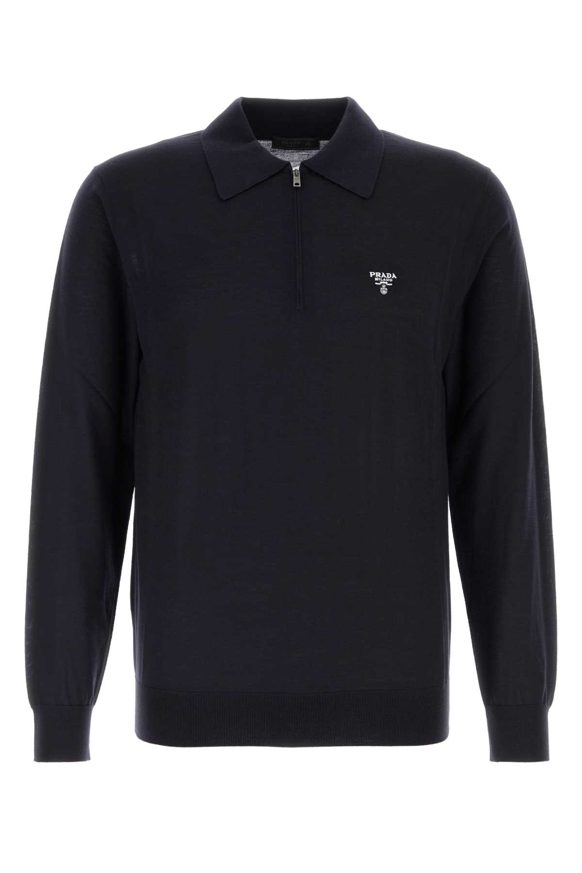 Tシャツ・カットソー PRADA Black Wool Blend Polo Shirt Prada logo-embroidered Wool Polo Shirt | Black | FARFETCH