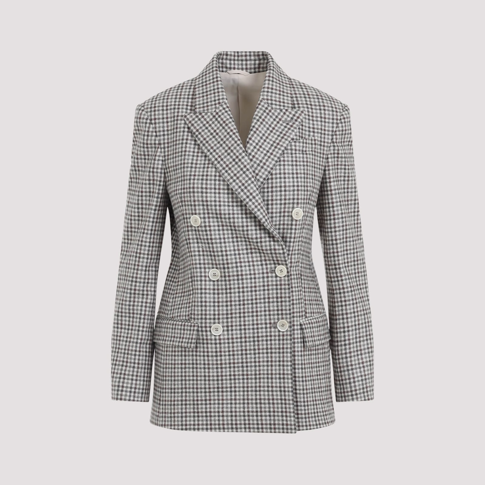 Brunello Cucinelli Vichy Jacket In Gray