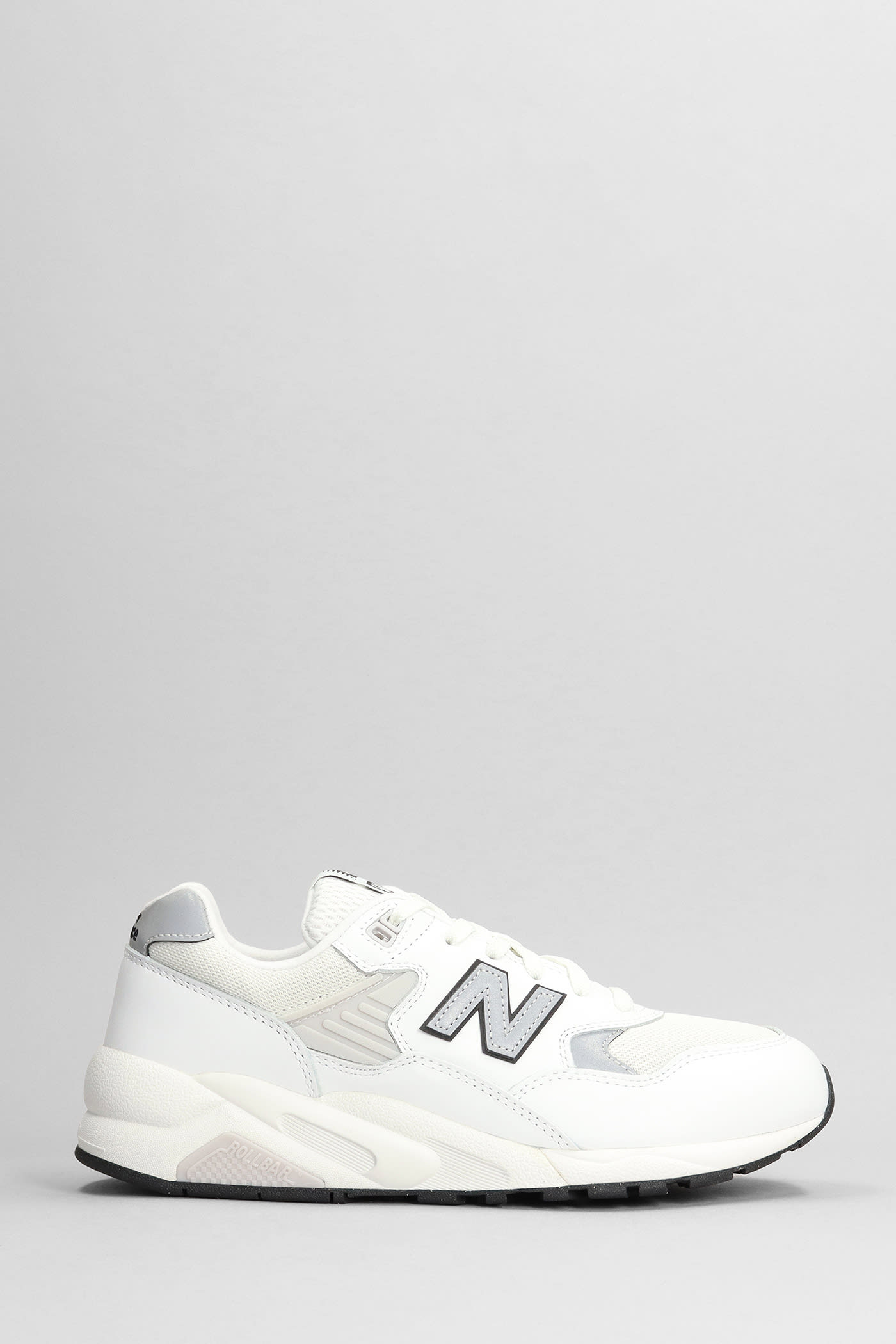 580 Sneakers In White Leather And Fabric