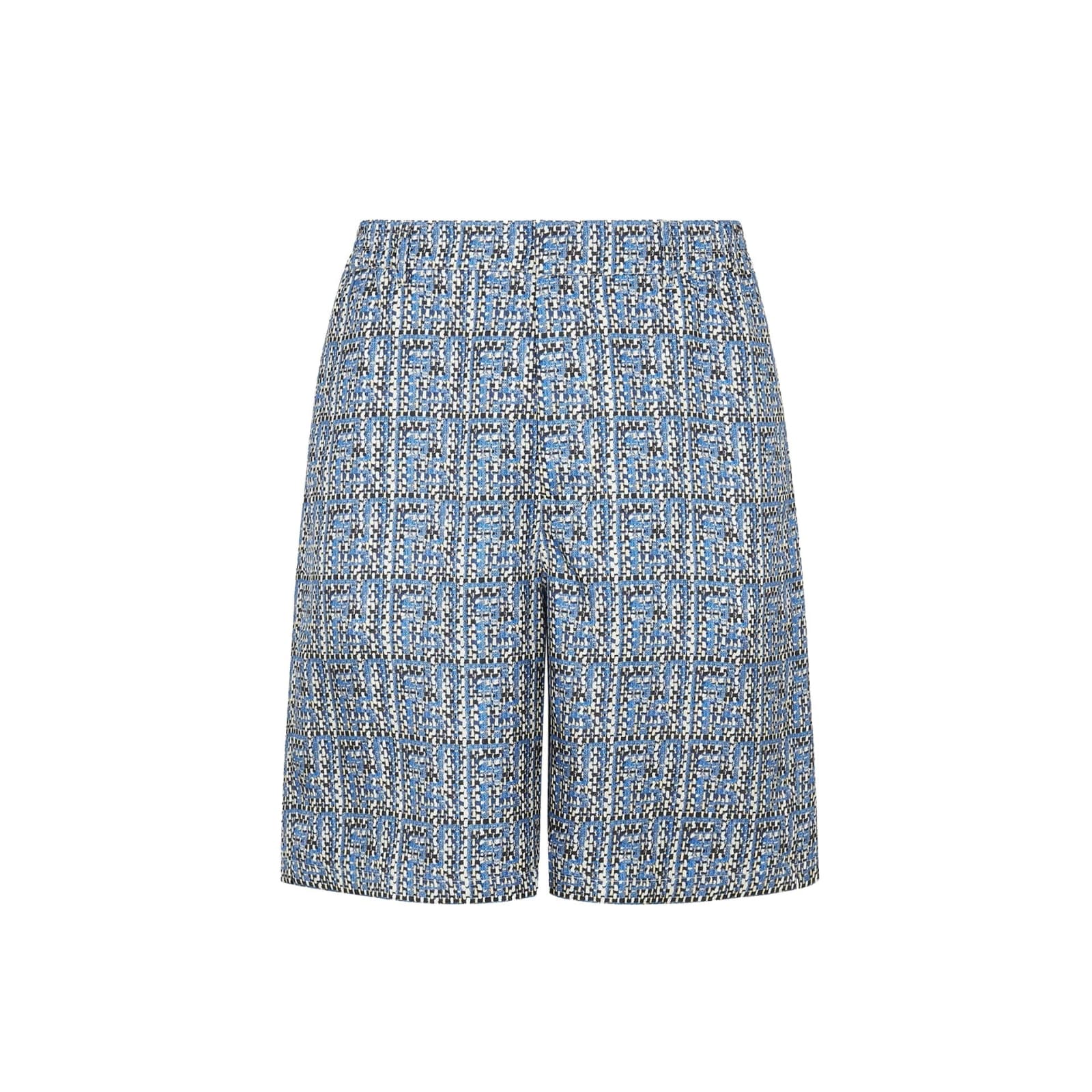 Shop Fendi Printed Silk Shorts In Blue