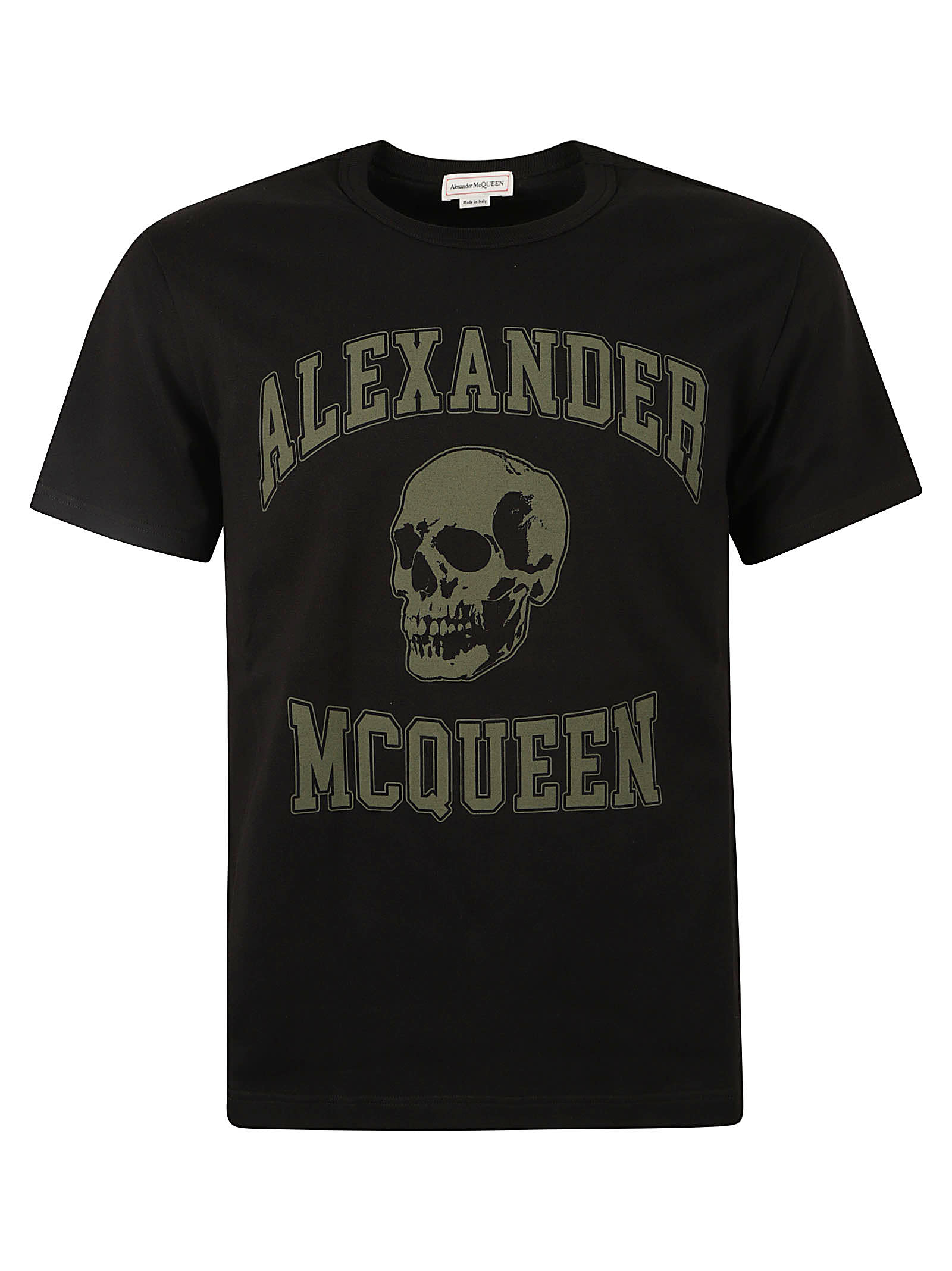 Shop Alexander Mcqueen Skull Logo T-shirt In Black/khaki