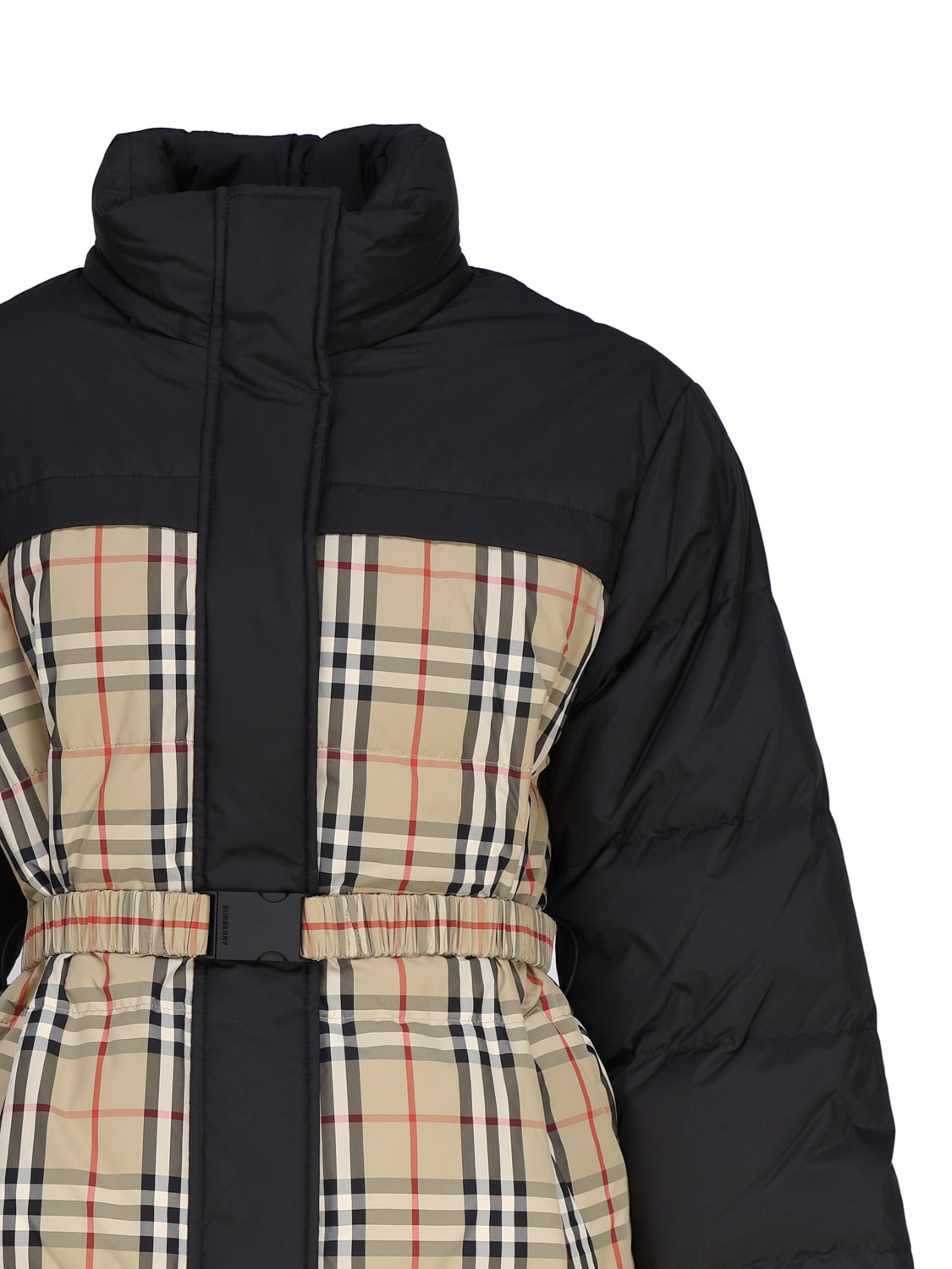 Reversible Exaggerated Check Nylon Puffer Jacket in Archive Beige/black -  Men