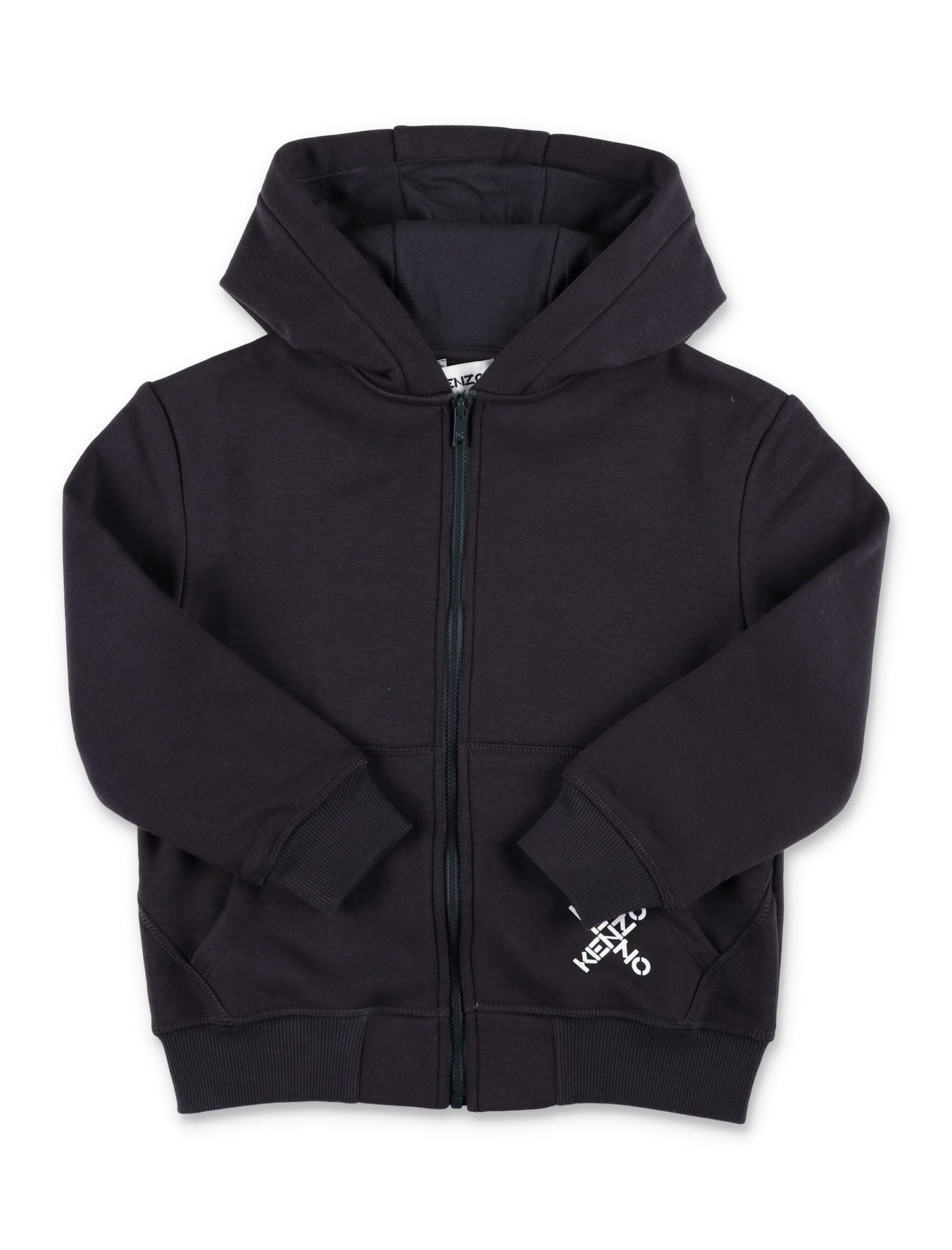 KENZO ZIPPED HOODIE WITH SPORT LOGO AT BACK