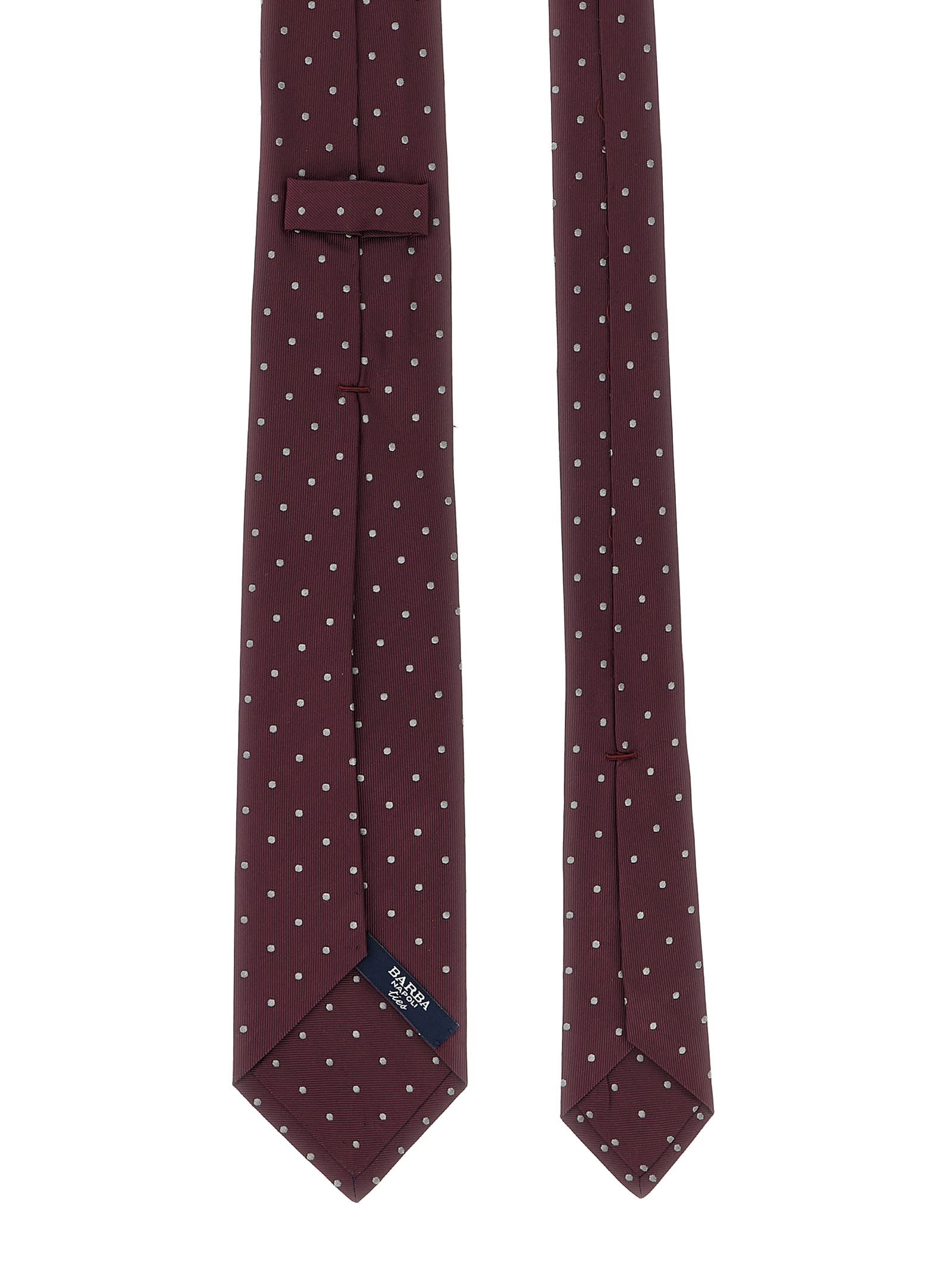 Barba Napoli Slim Pointed Tip Tie With Polka Dot Pattern In Brown
