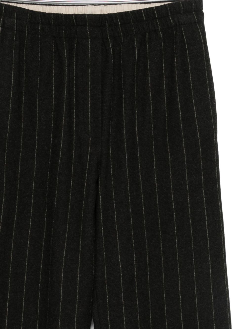 Alysi Wide-leg Striped Casual Pants In Black