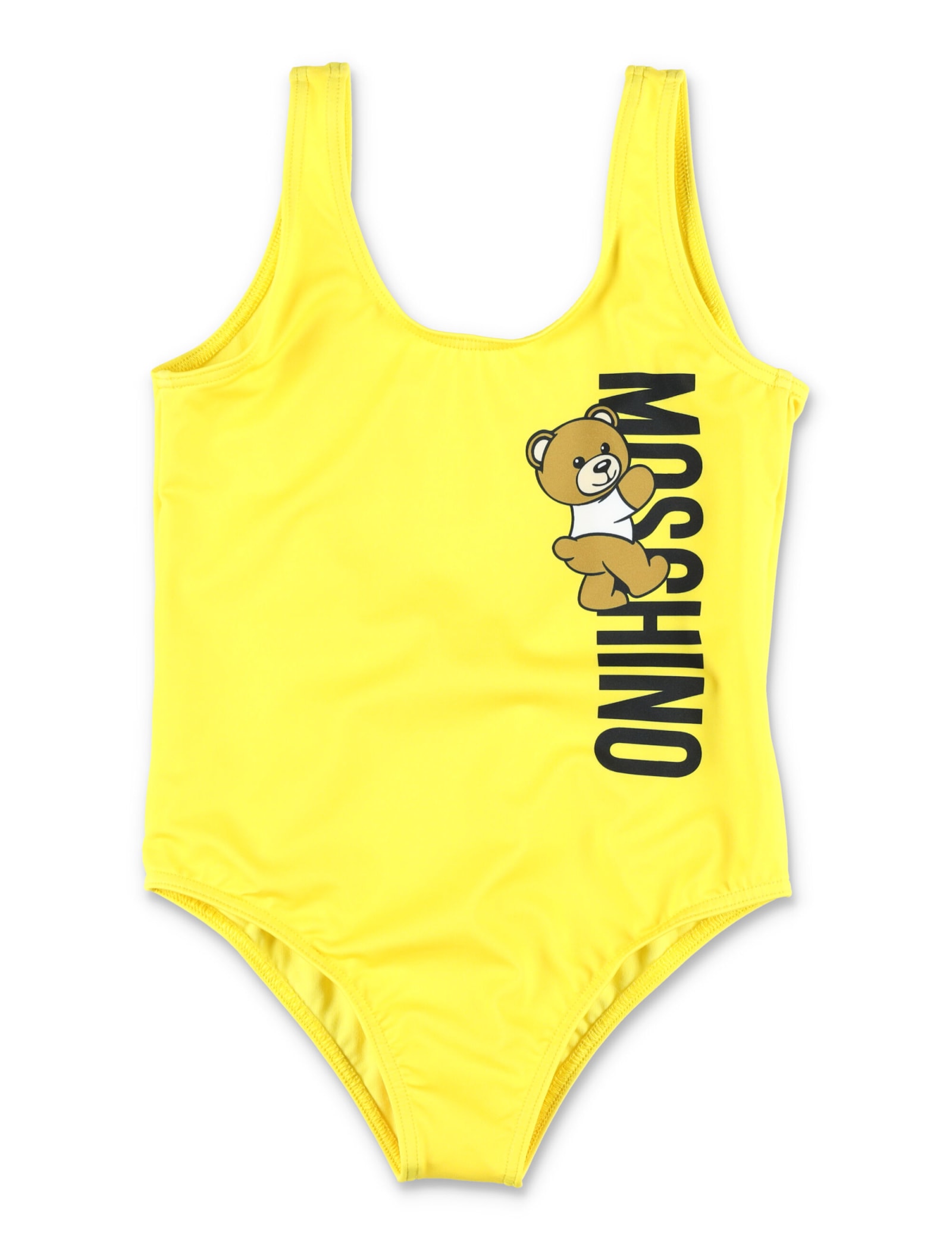 Shop Moschino Swimsuit Logo In Yellow