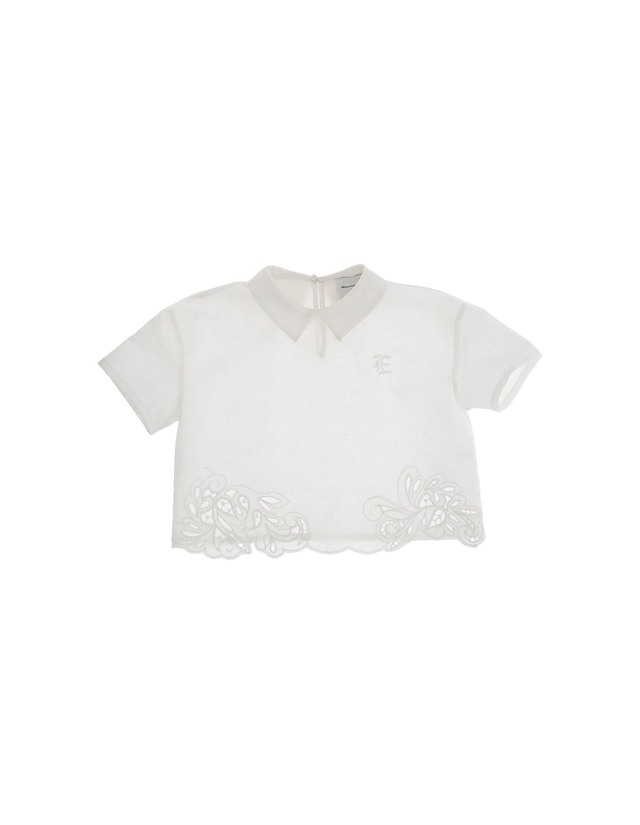 Shop Ermanno Scervino Junior White Top With Embroidery