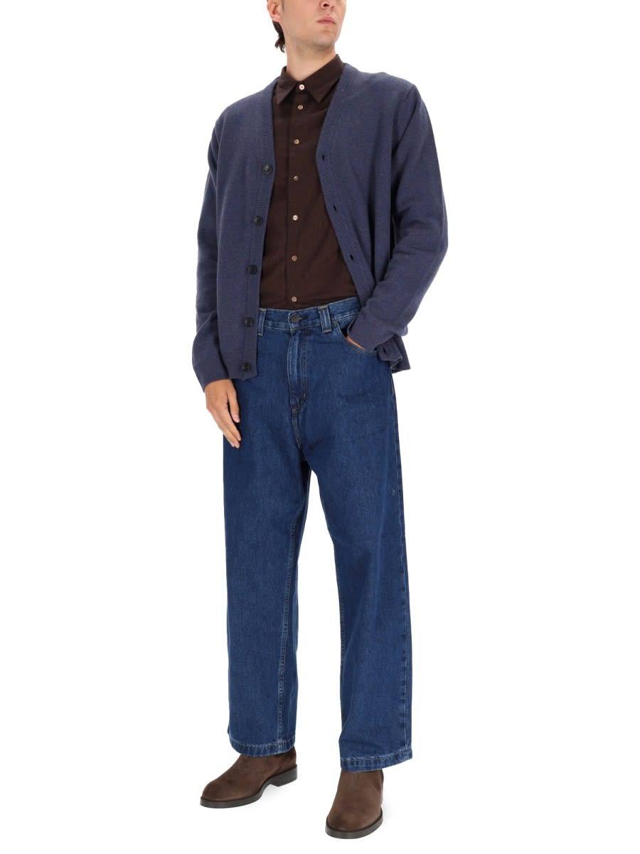 Ps By Paul Smith Classic Button-up Cardigan Sweater In Muted Blue In Blue