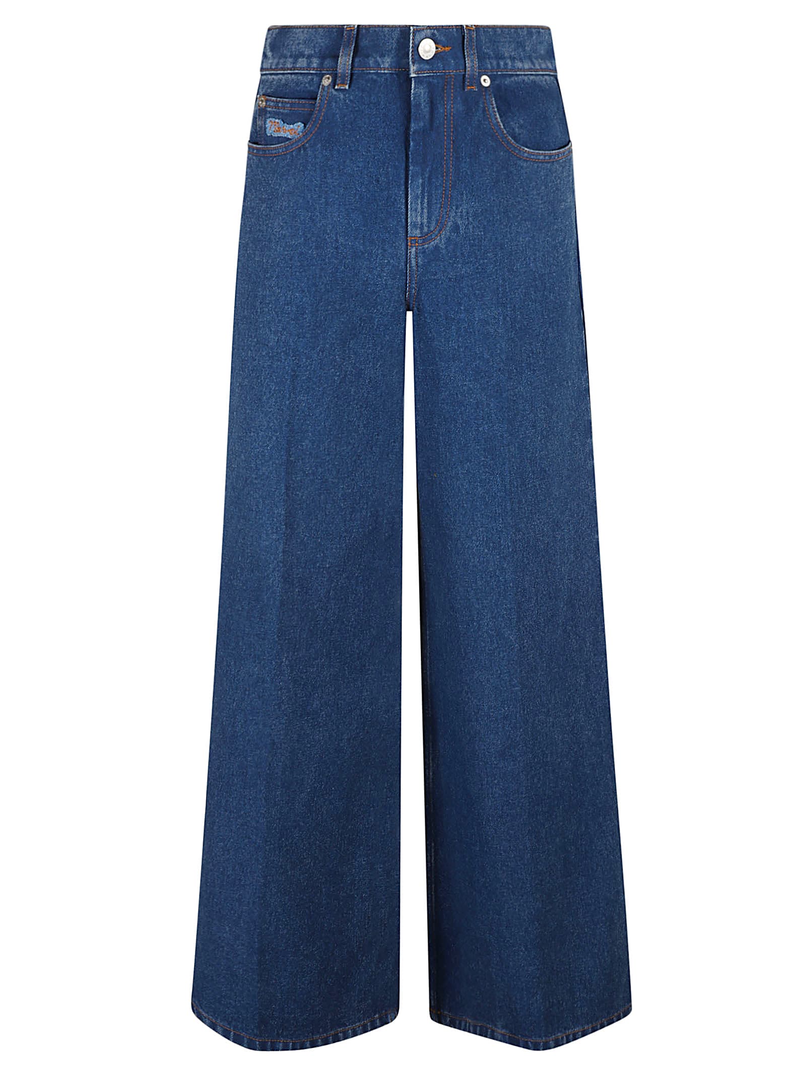 Shop Marni Bleached Coated Jeans In Ocean