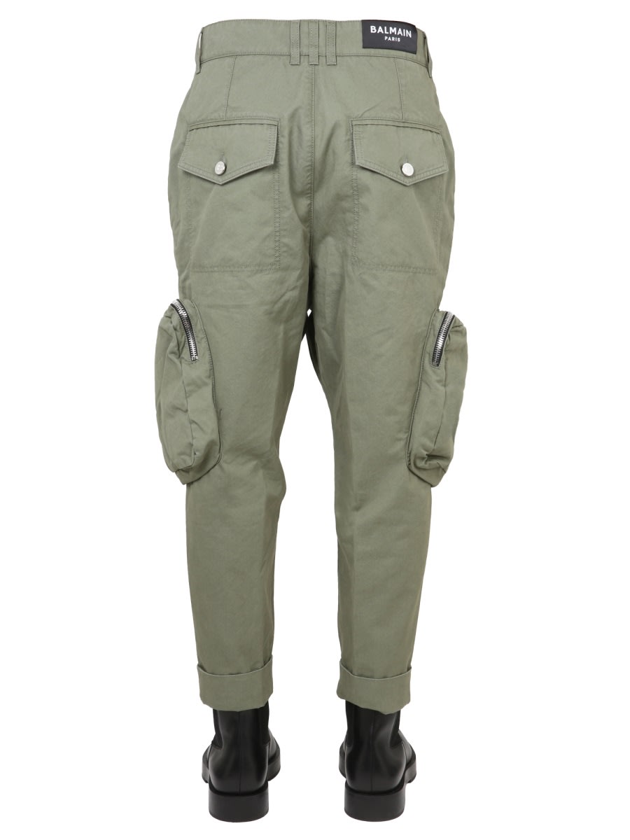 Shop Balmain Pantalone Cargo In Green