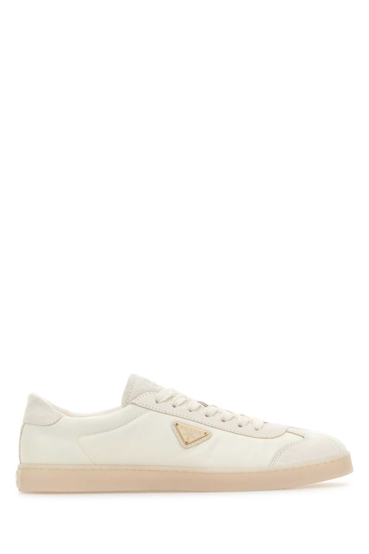Prada Re-nylon And Suede Low-top Sneakers In White