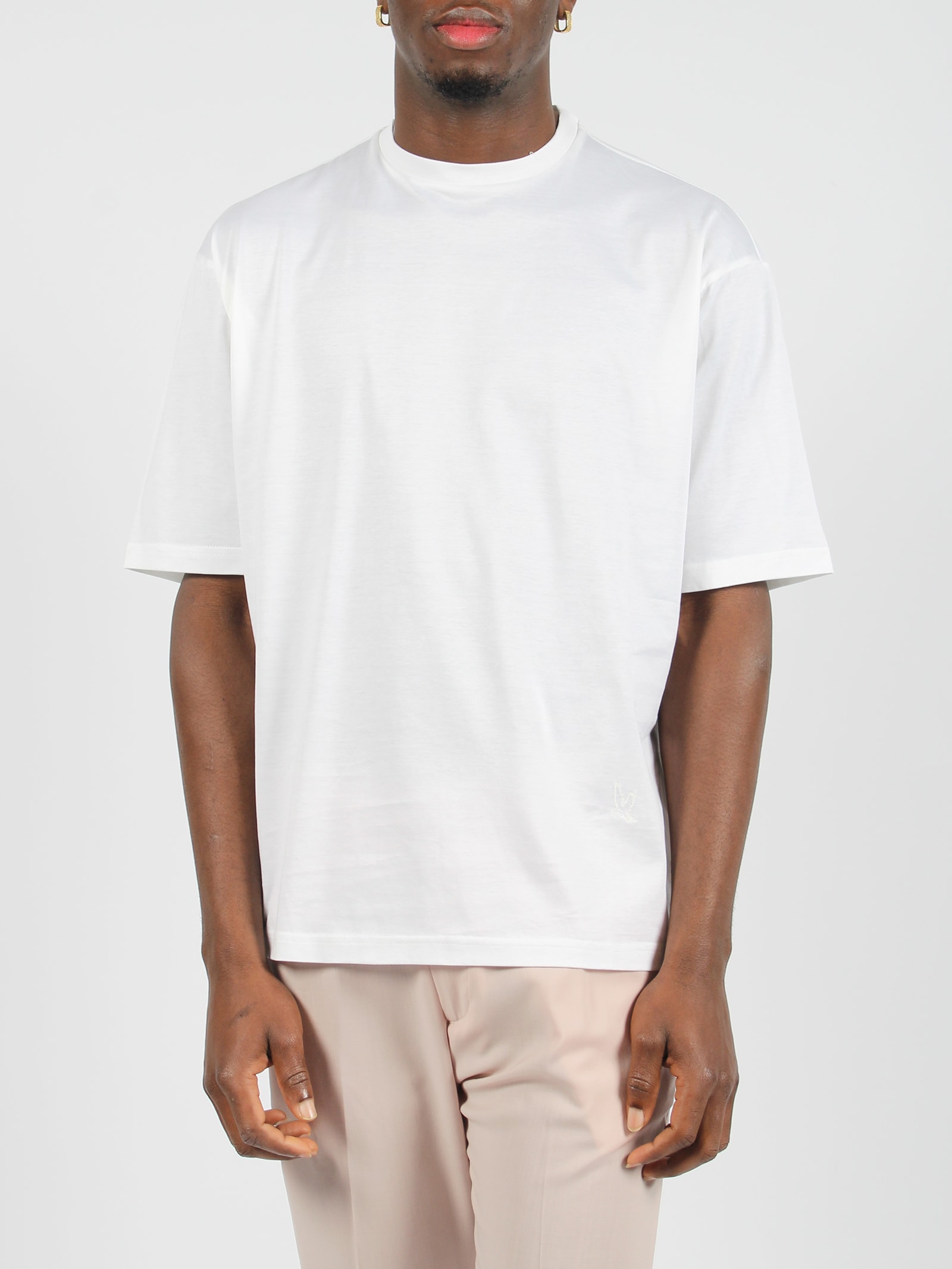 Shop Low Brand Swallow Embroidery Jersey T-shirt In White