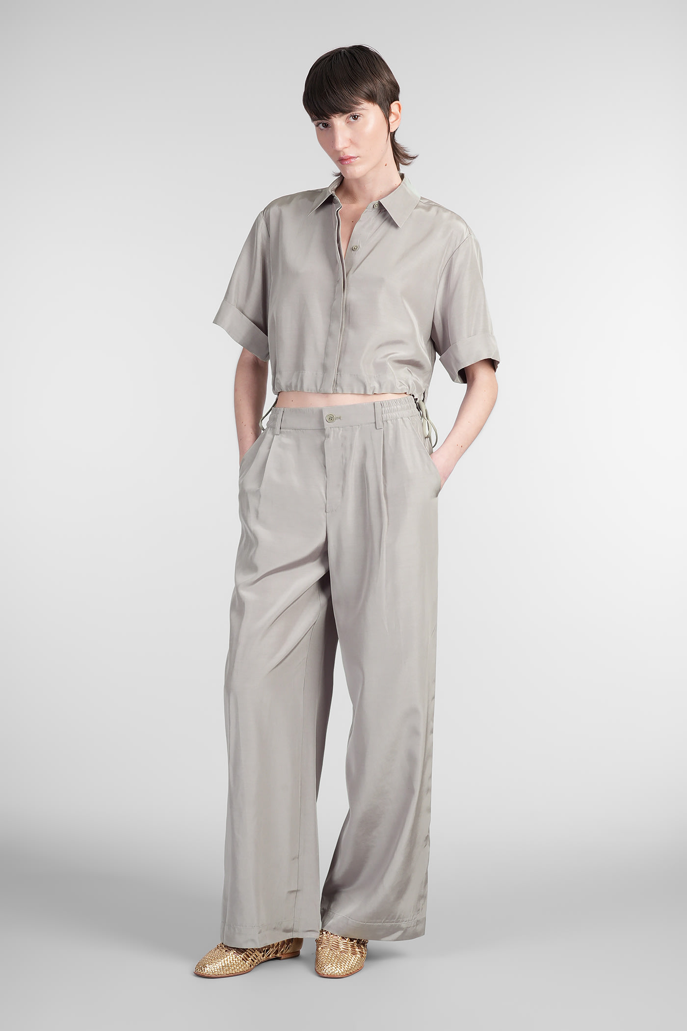Simkhai Ryett Shirt In Grey Acetate In Grey