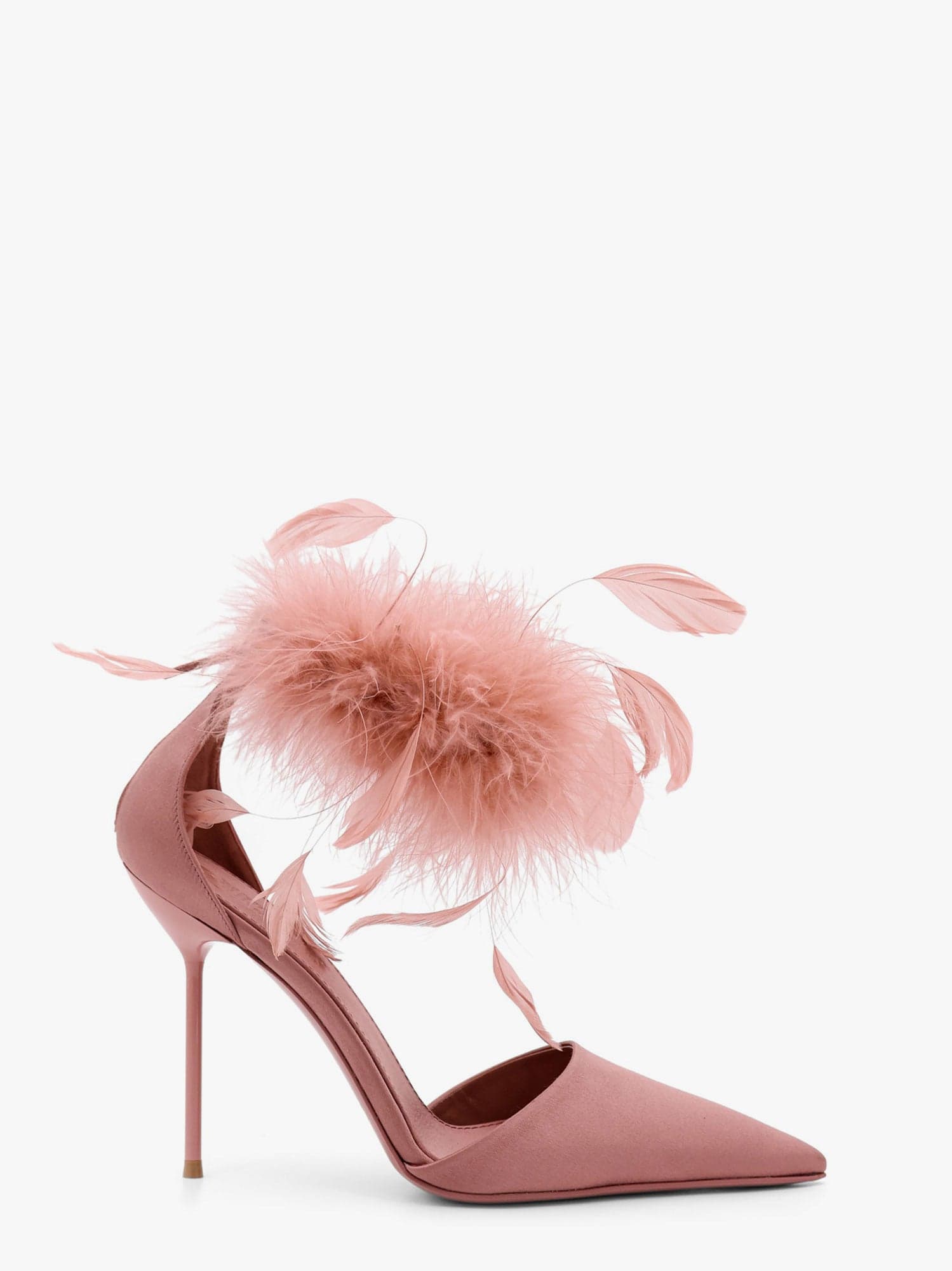 Paris Texas Lidia Satin Sandals With Feather Detail In Pink
