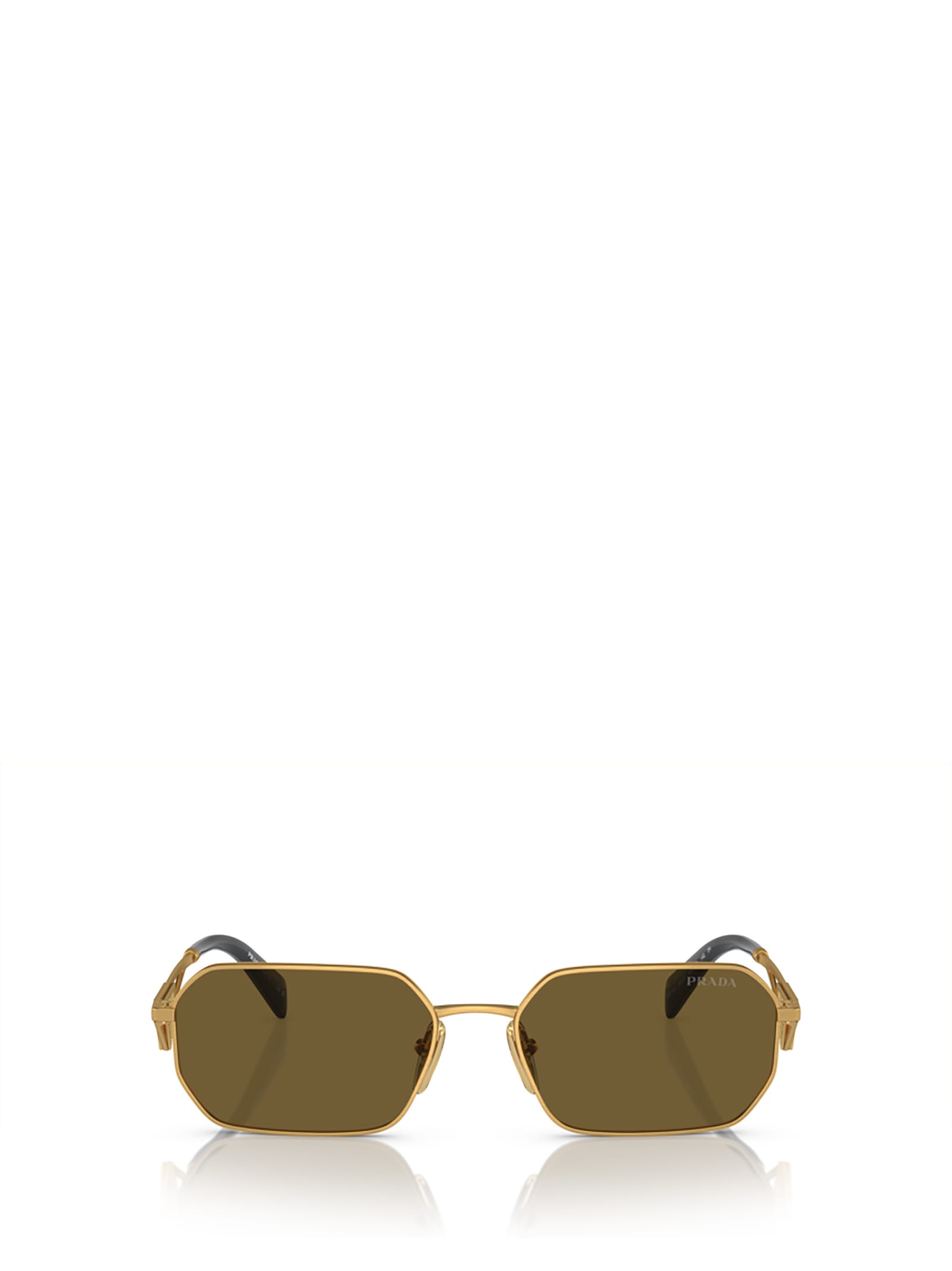 Shop Prada Pr A51s Matte Gold Sunglasses