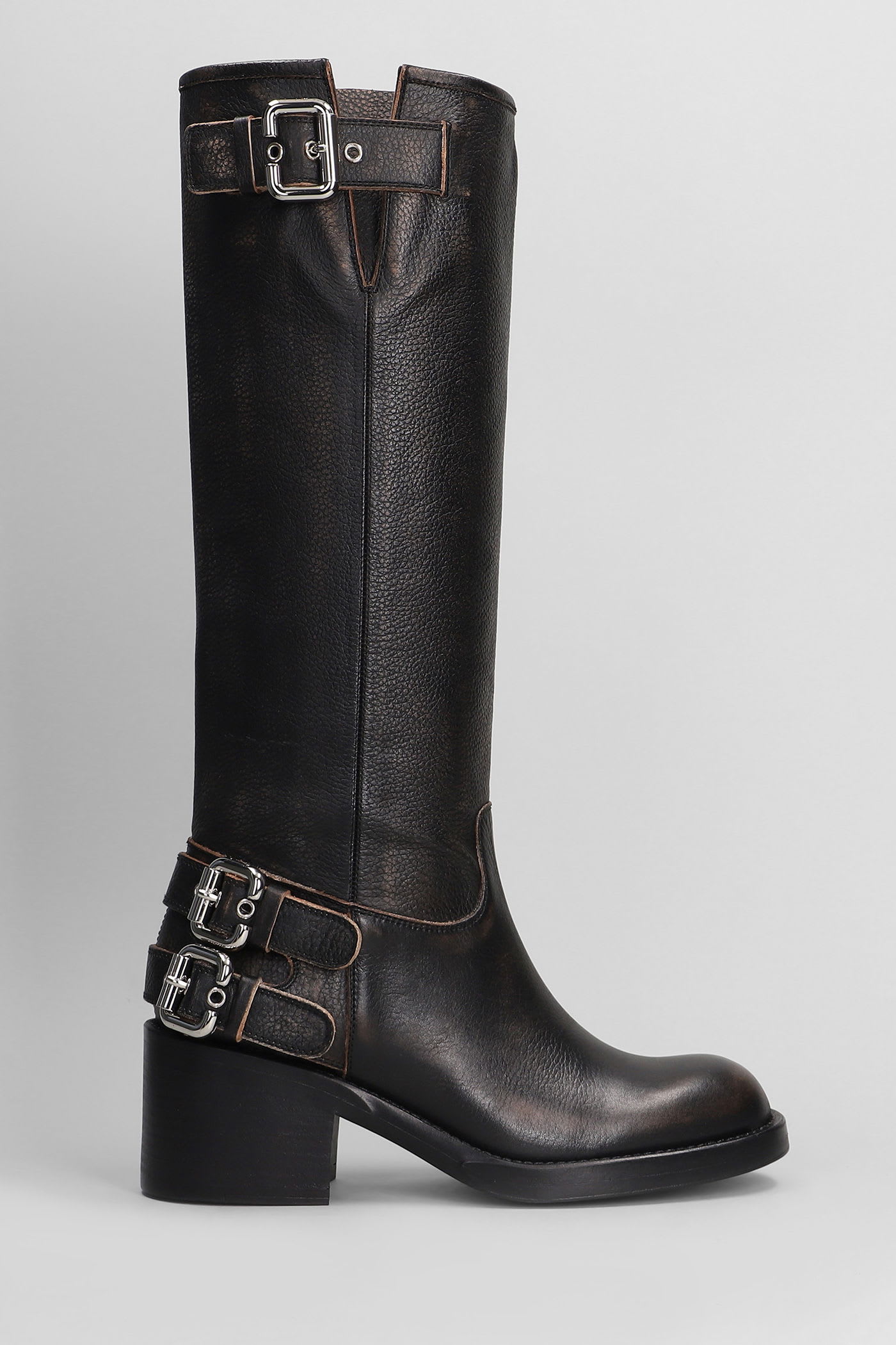 Chloé Dakota Low Heels Boots In Black Leather