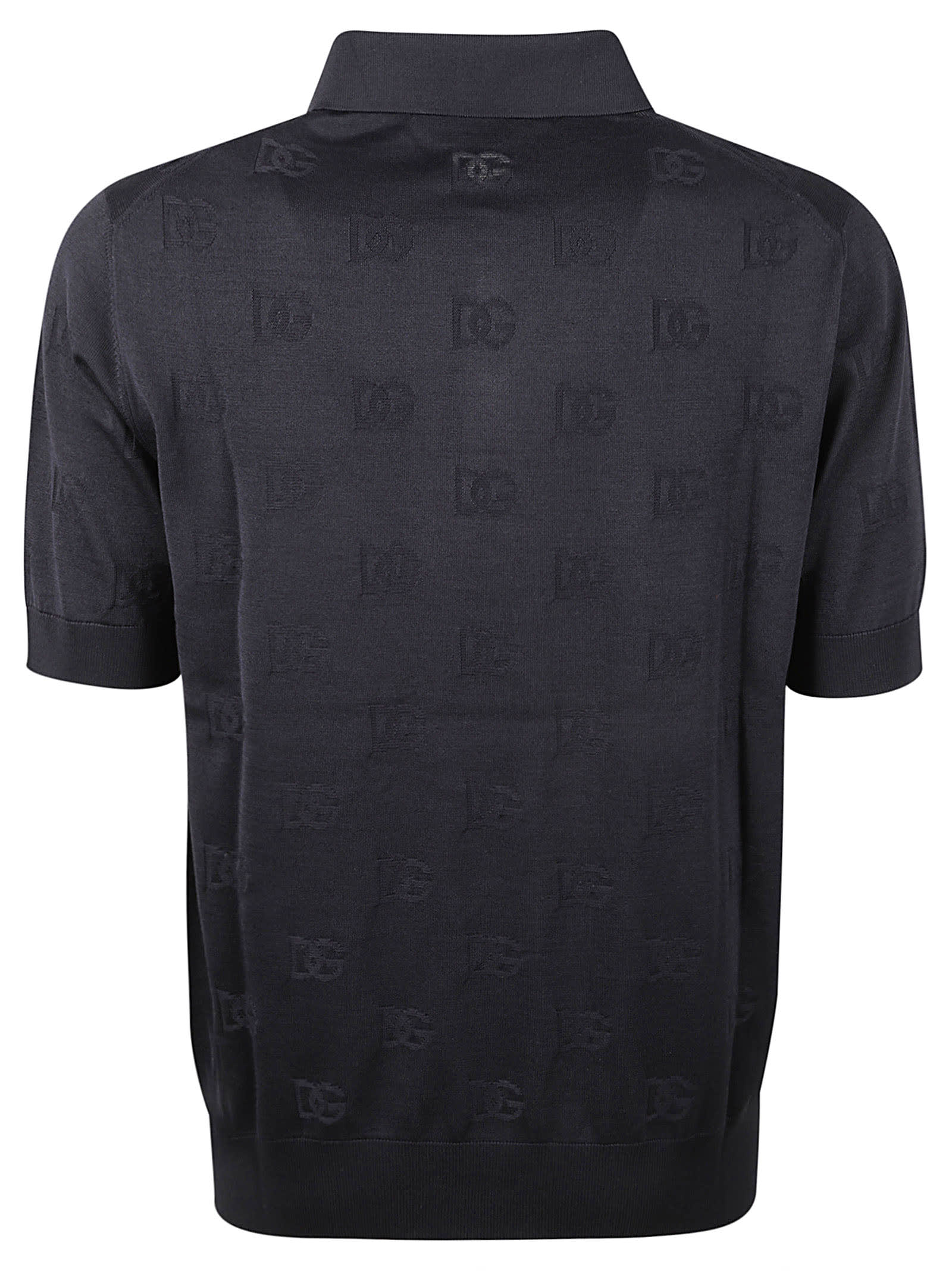 Shop Dolce & Gabbana Logo Detail Rib Trim Polo Shirt In Dark Blue