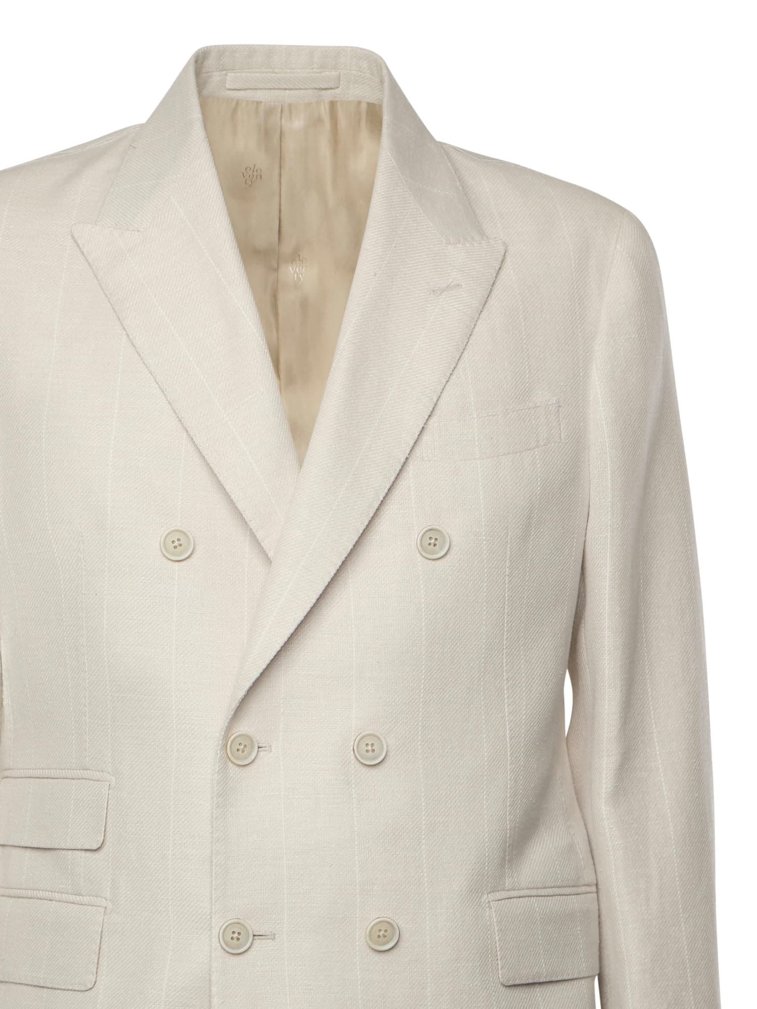 Eleventy Double-breasted Suit With Pleats In Neutral