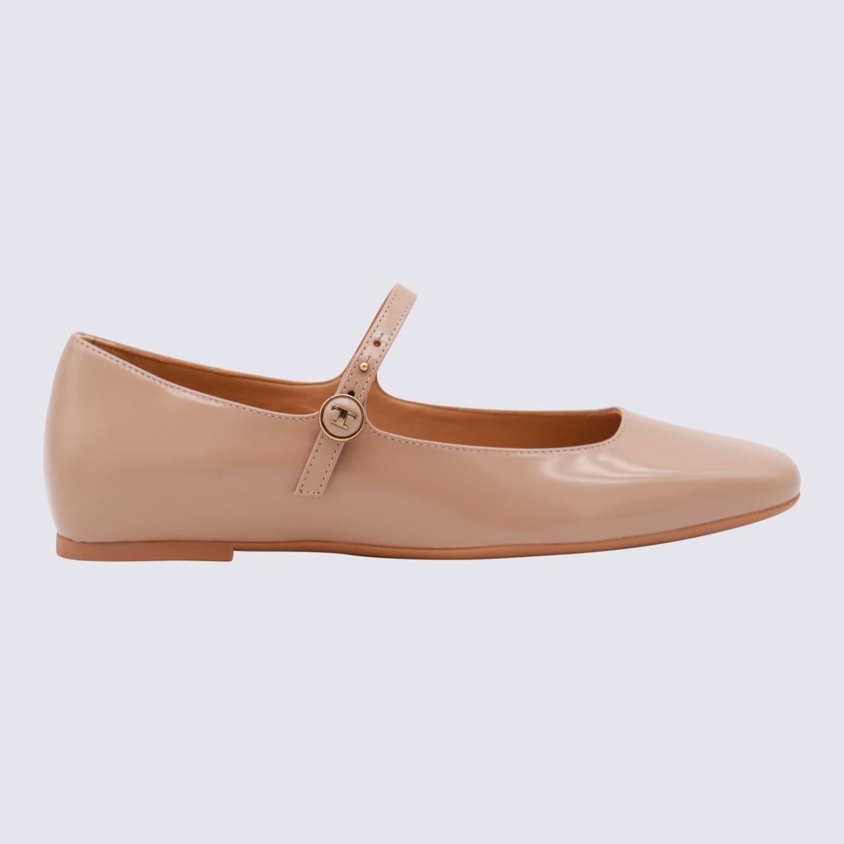 Shop Tod's Pink Leather Flats In Rosa Granito