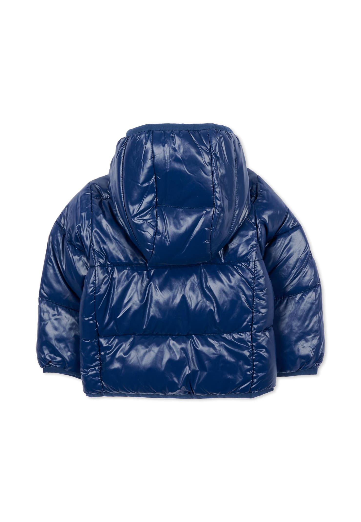 Save The Duck Blue Down Jacket For Baby Boy With Logo In Blue