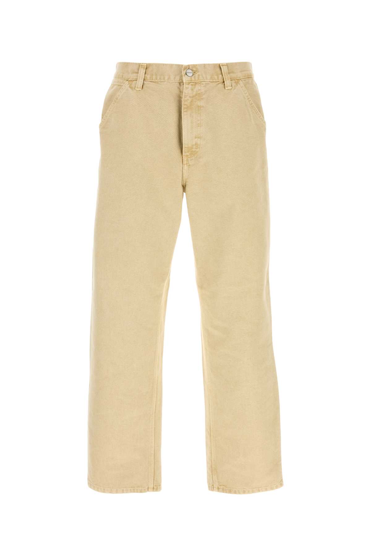 Beige Denim Single Knee Pant