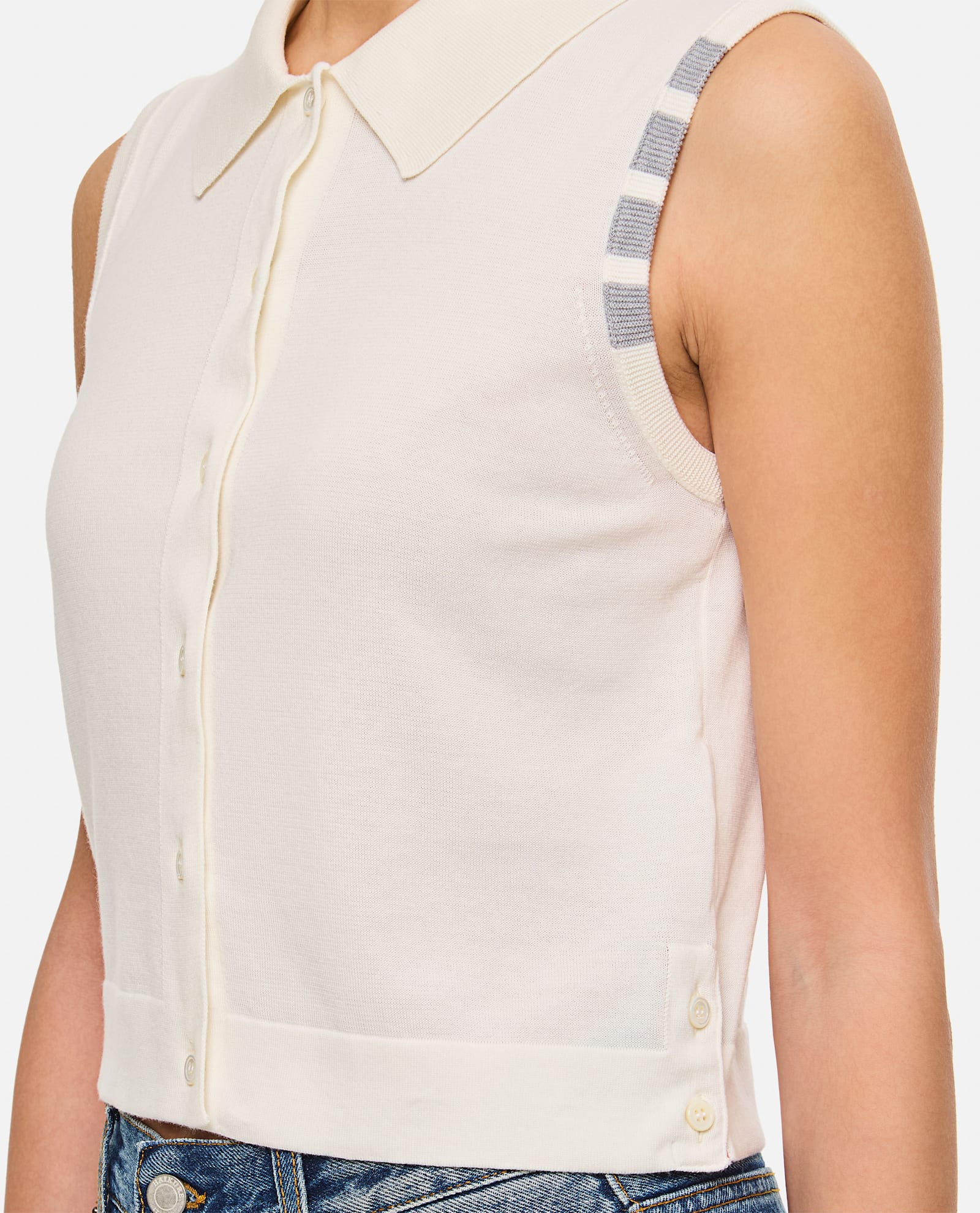 Thom Browne Sleeveless Jersey Shirt In White