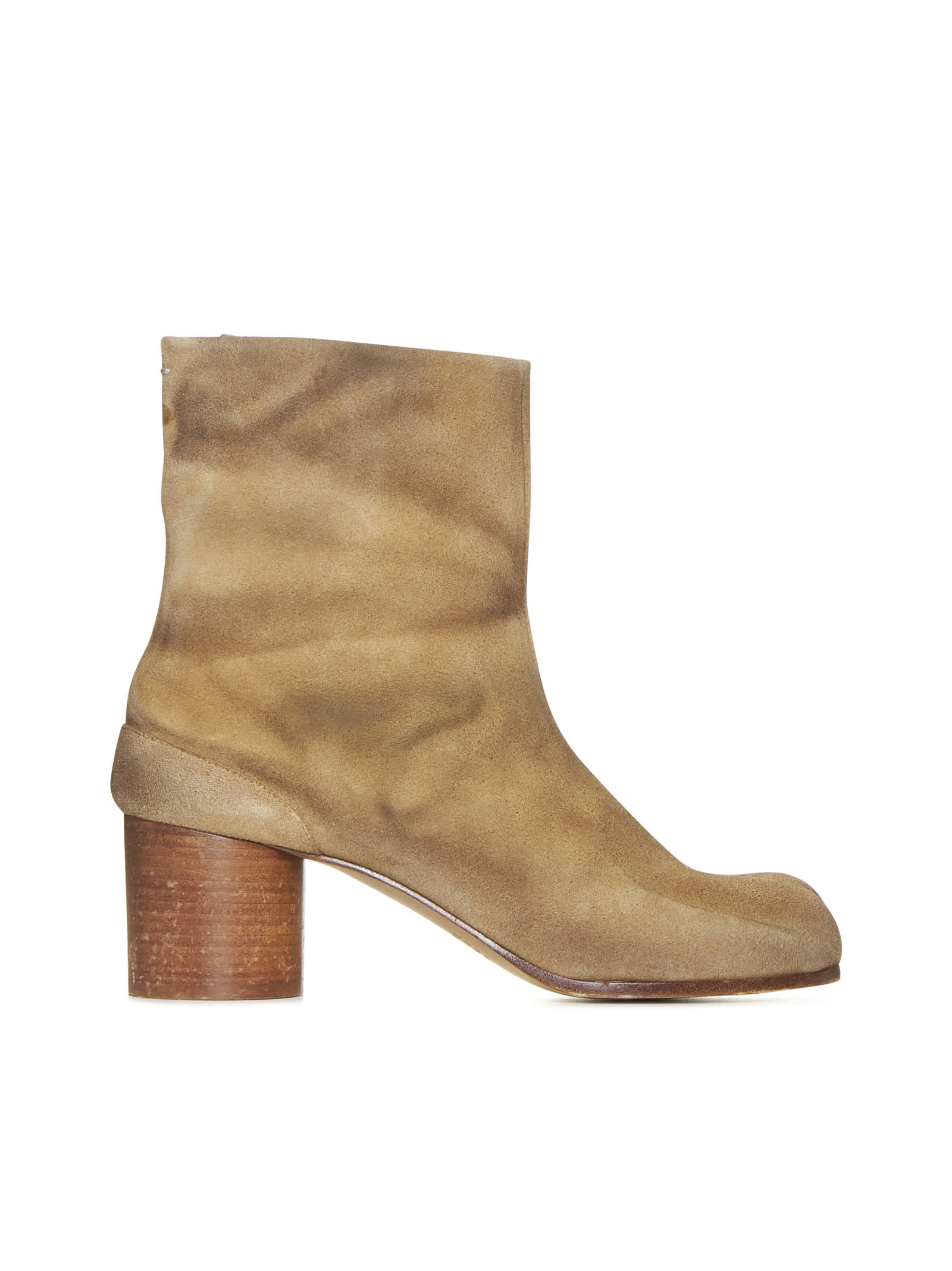 Tabi Ankle Boots In Camel Suede