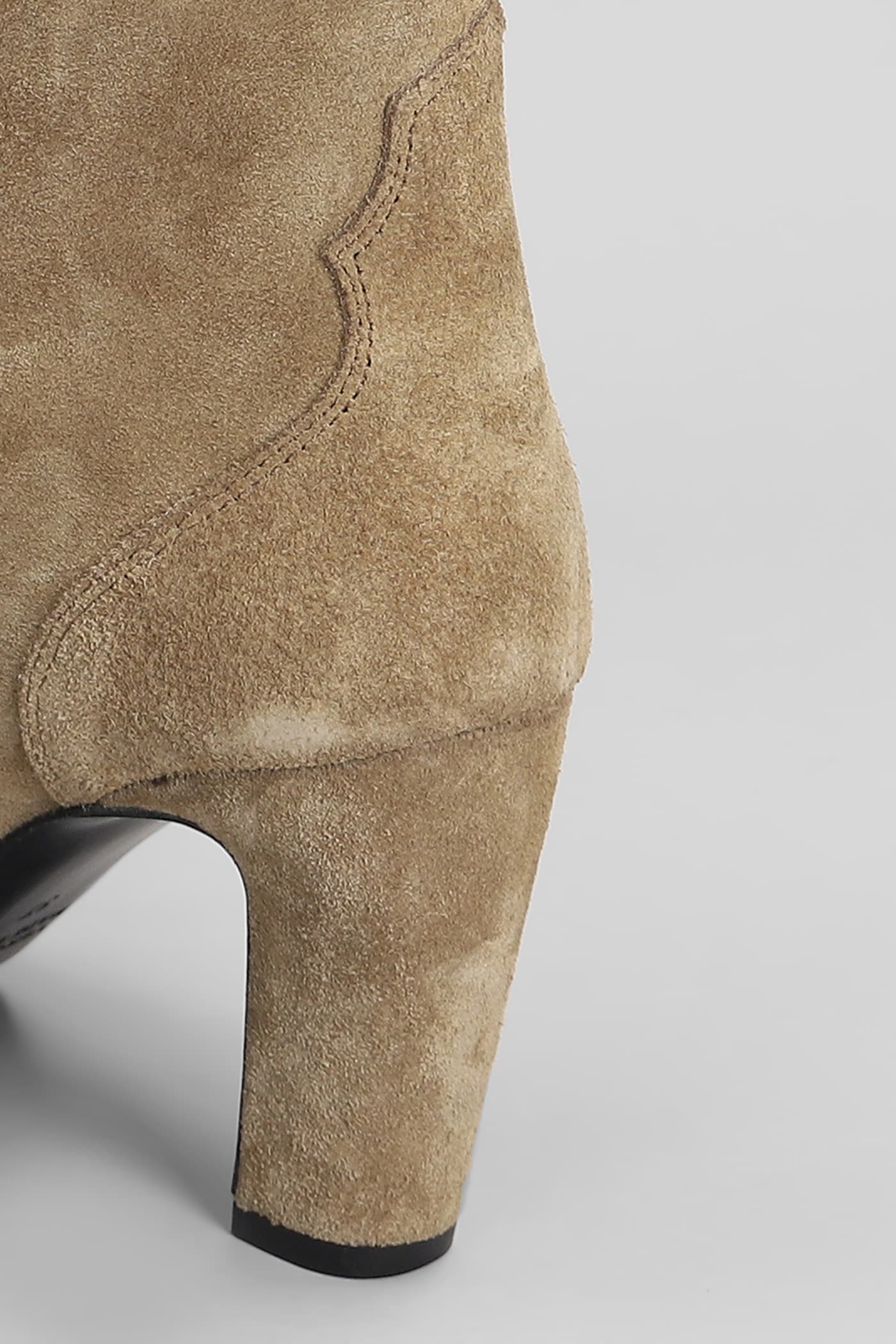Shop Strategia High Heels Ankle Boots In Camel Suede