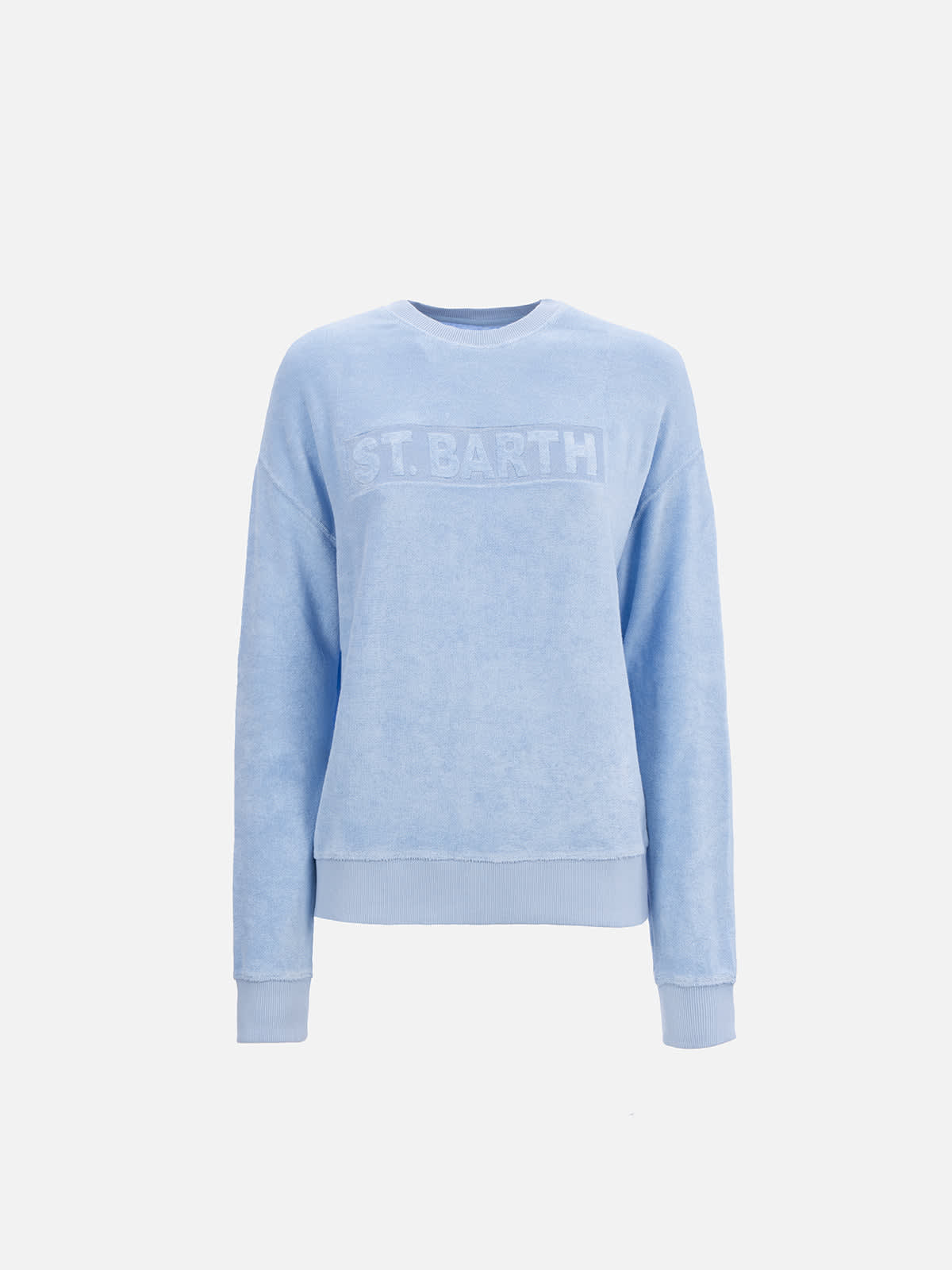 Mc2 Saint Barth Woman Light Blue Terry Cotton Stardust Sweatshirt In Sky